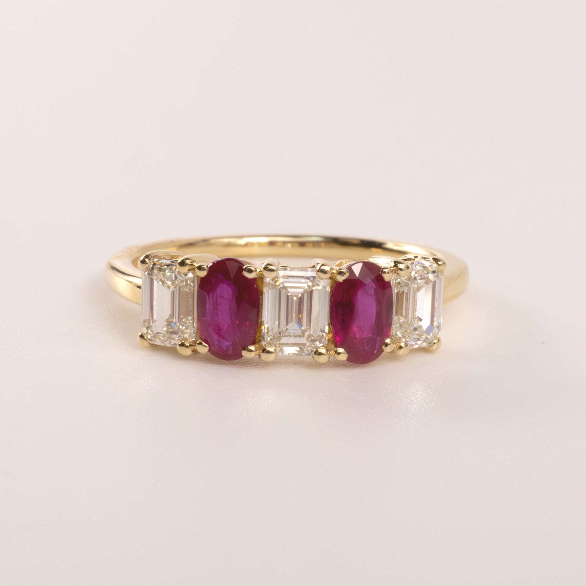 14KYG Ruby 0.62cttw and Diamond 0.95cttw 5-Stone Anniversary Band
