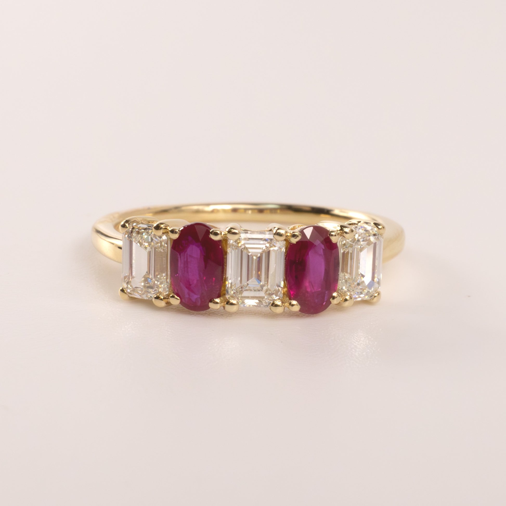 14KYG Ruby 0.62cttw and Diamond 0.95cttw 5-Stone Anniversary Band
