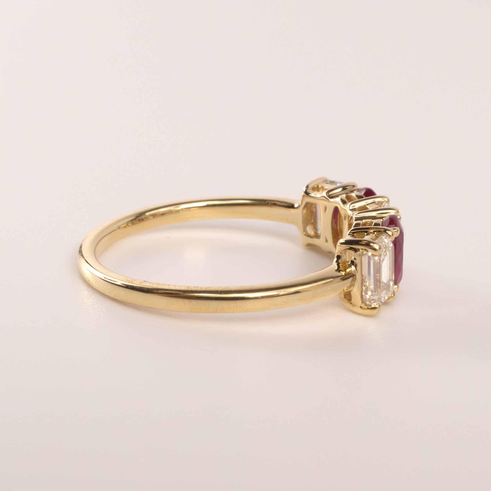 14KYG Ruby 0.62cttw and Diamond 0.95cttw 5-Stone Anniversary Band