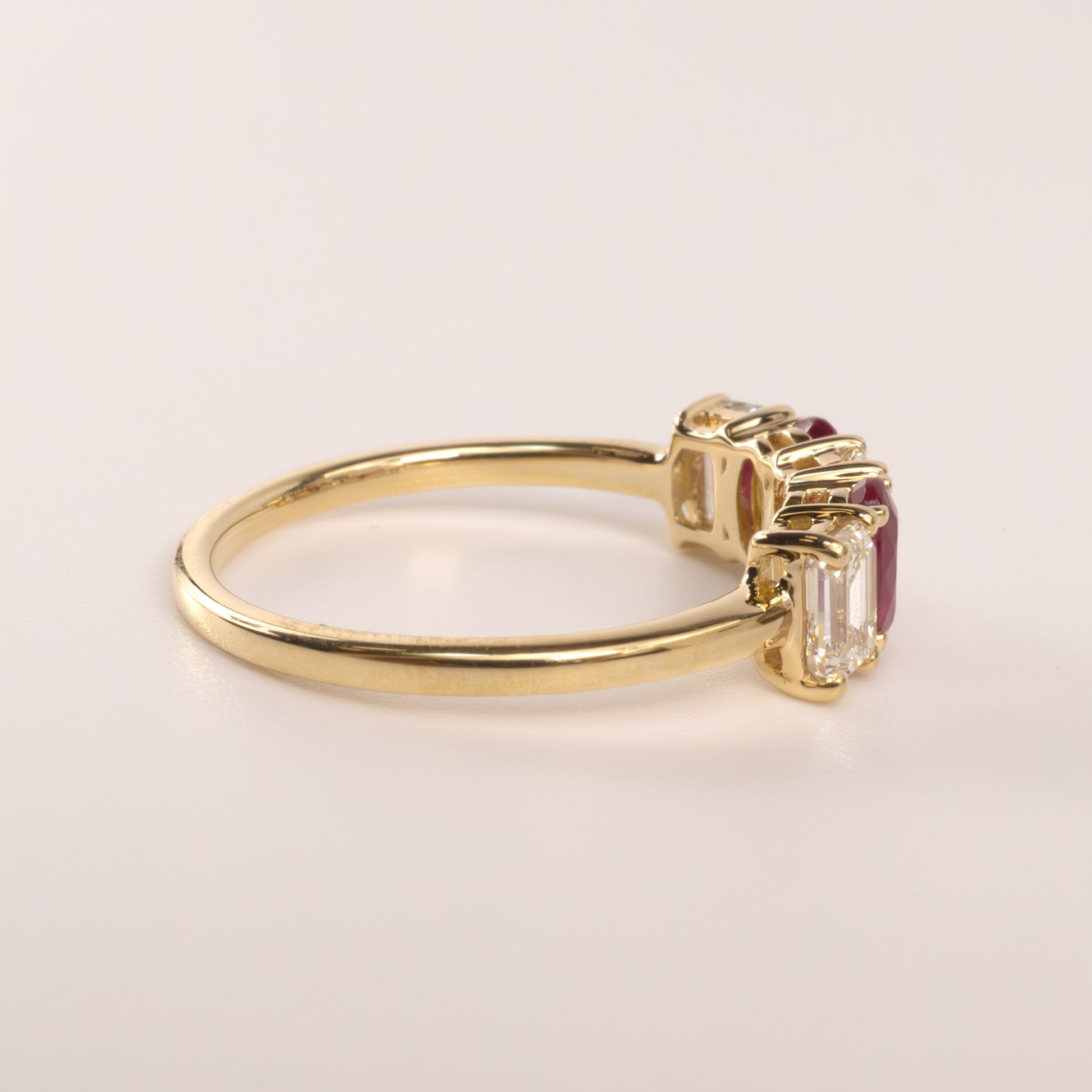 14KYG Ruby 0.62cttw and Diamond 0.95cttw 5-Stone Anniversary Band
