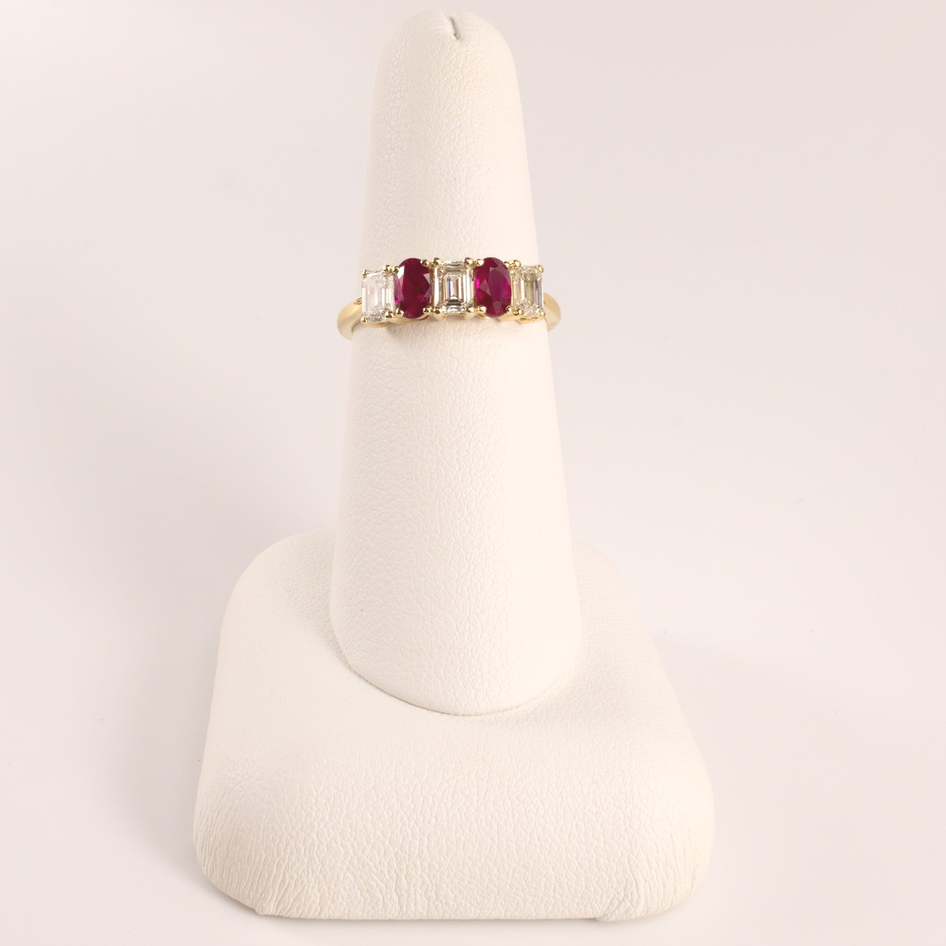 14KYG Ruby 0.62cttw and Diamond 0.95cttw 5-Stone Anniversary Band