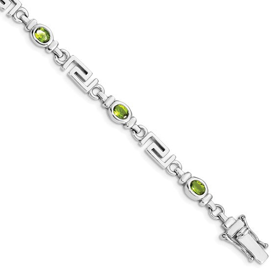 Sterling Silver Peridot Geometric Bracelet