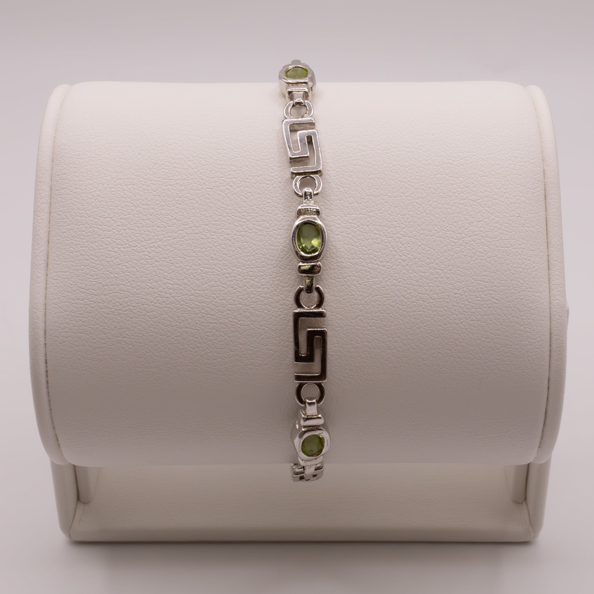 Sterling Silver Peridot Geometric Bracelet
