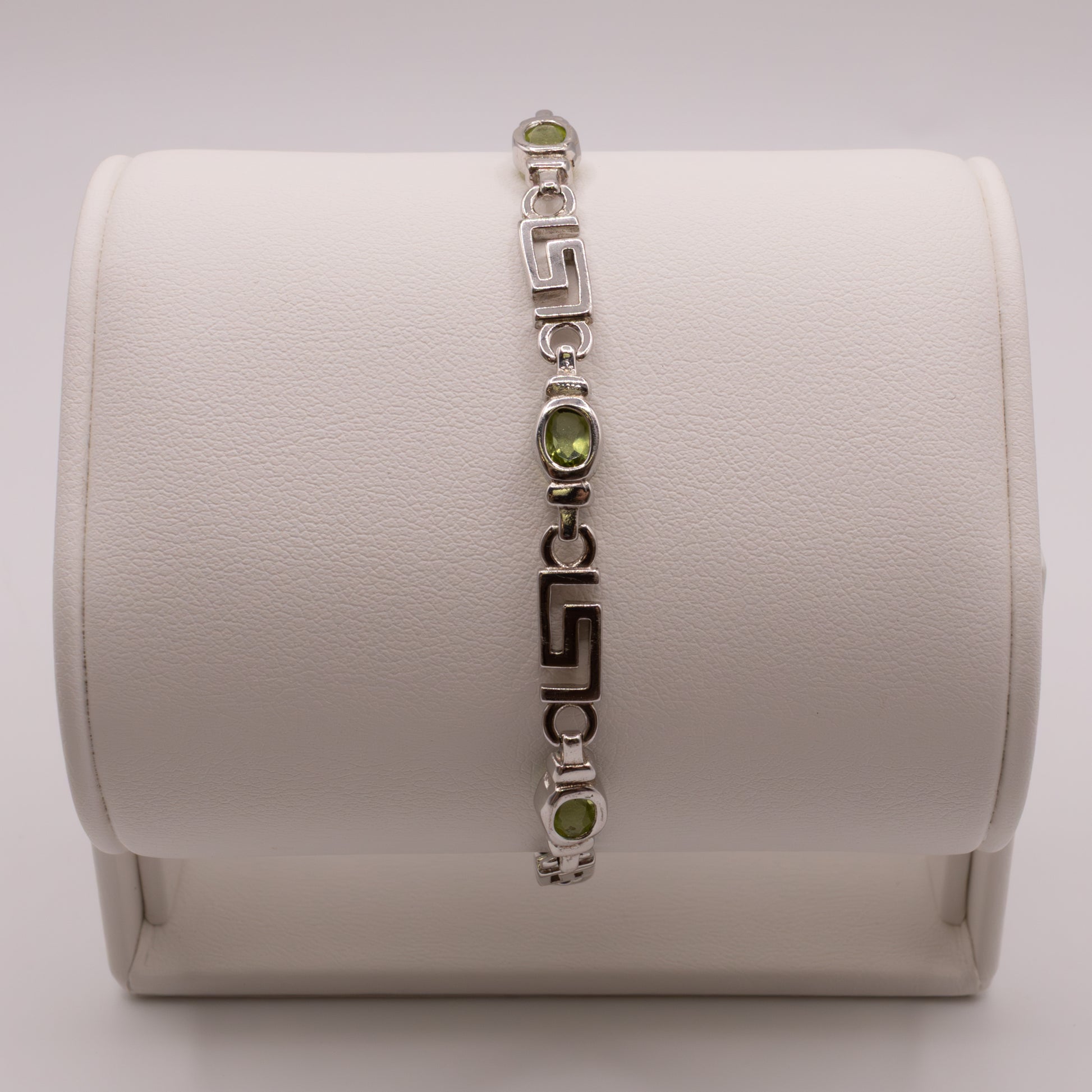 Sterling Silver Peridot Geometric Bracelet