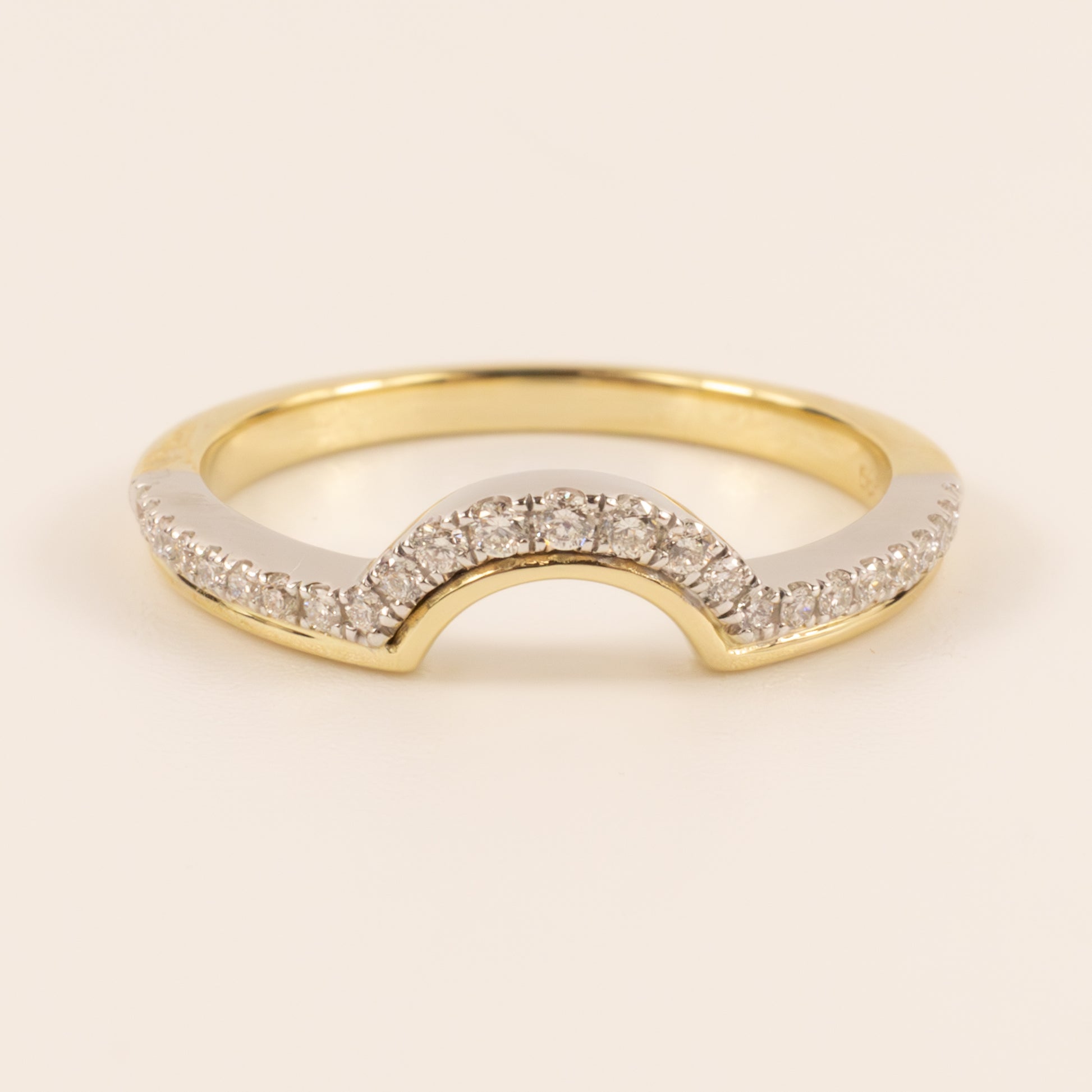 14K Two-Tone Contour Diamond Band