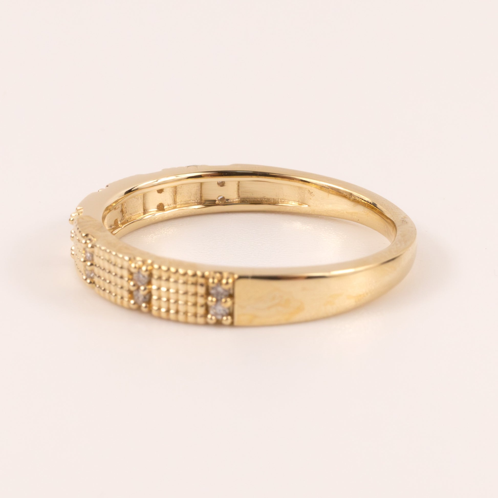 14KYG Diamond Milgrain Grid Band