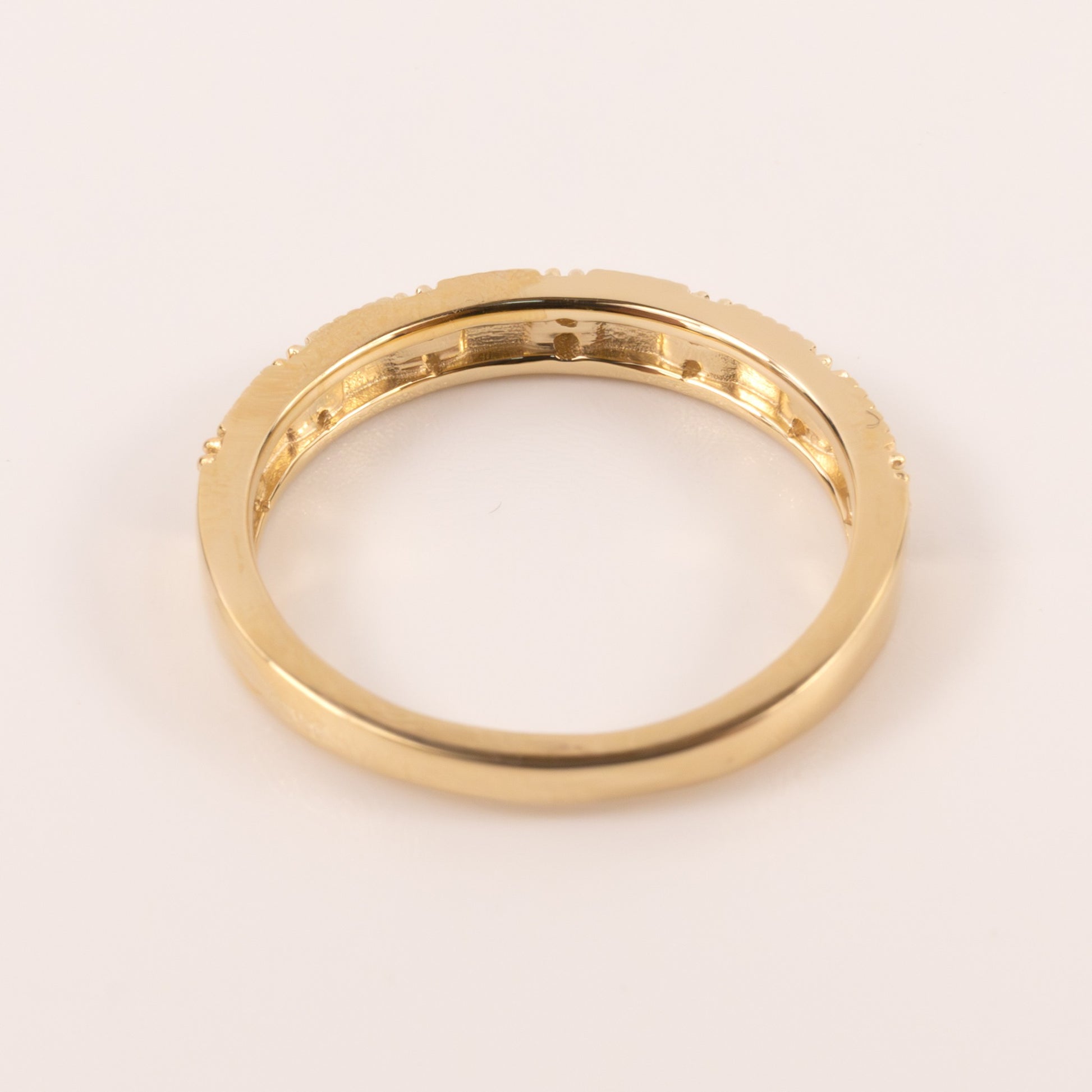 14KYG Diamond Milgrain Grid Band