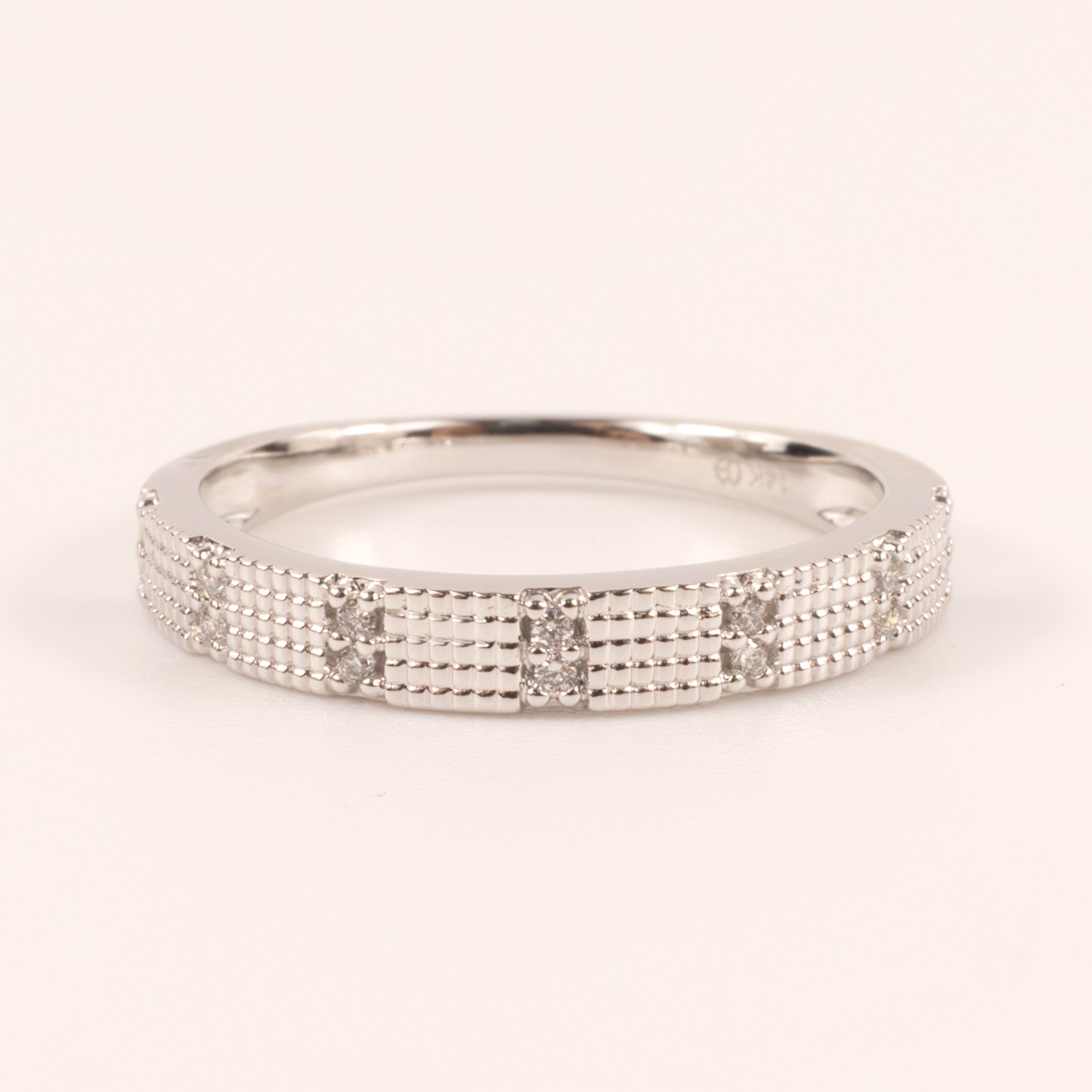 14KWG Diamond Milgrain Grid Band
