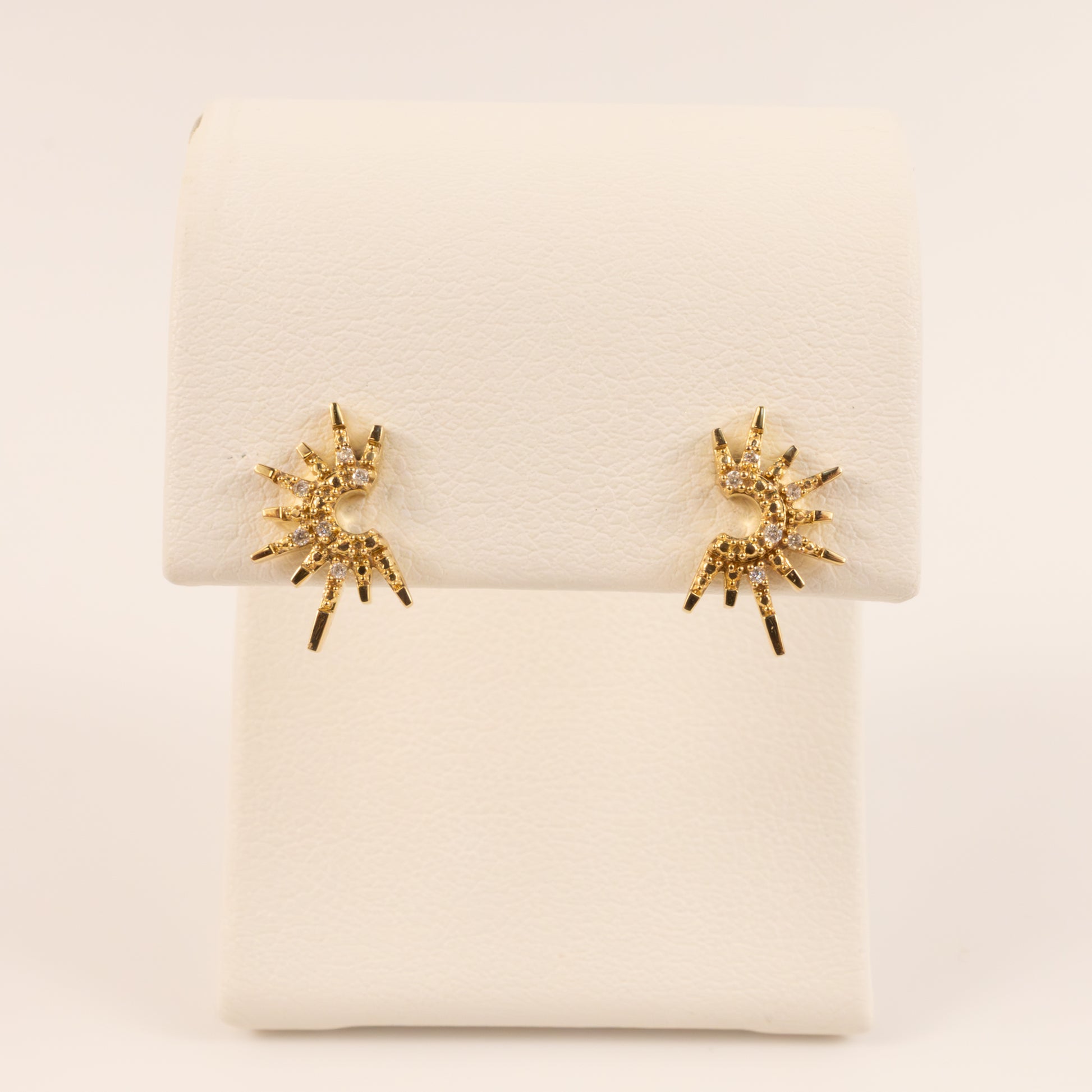 10KYG Diamond Sun Burst Stud Earrings