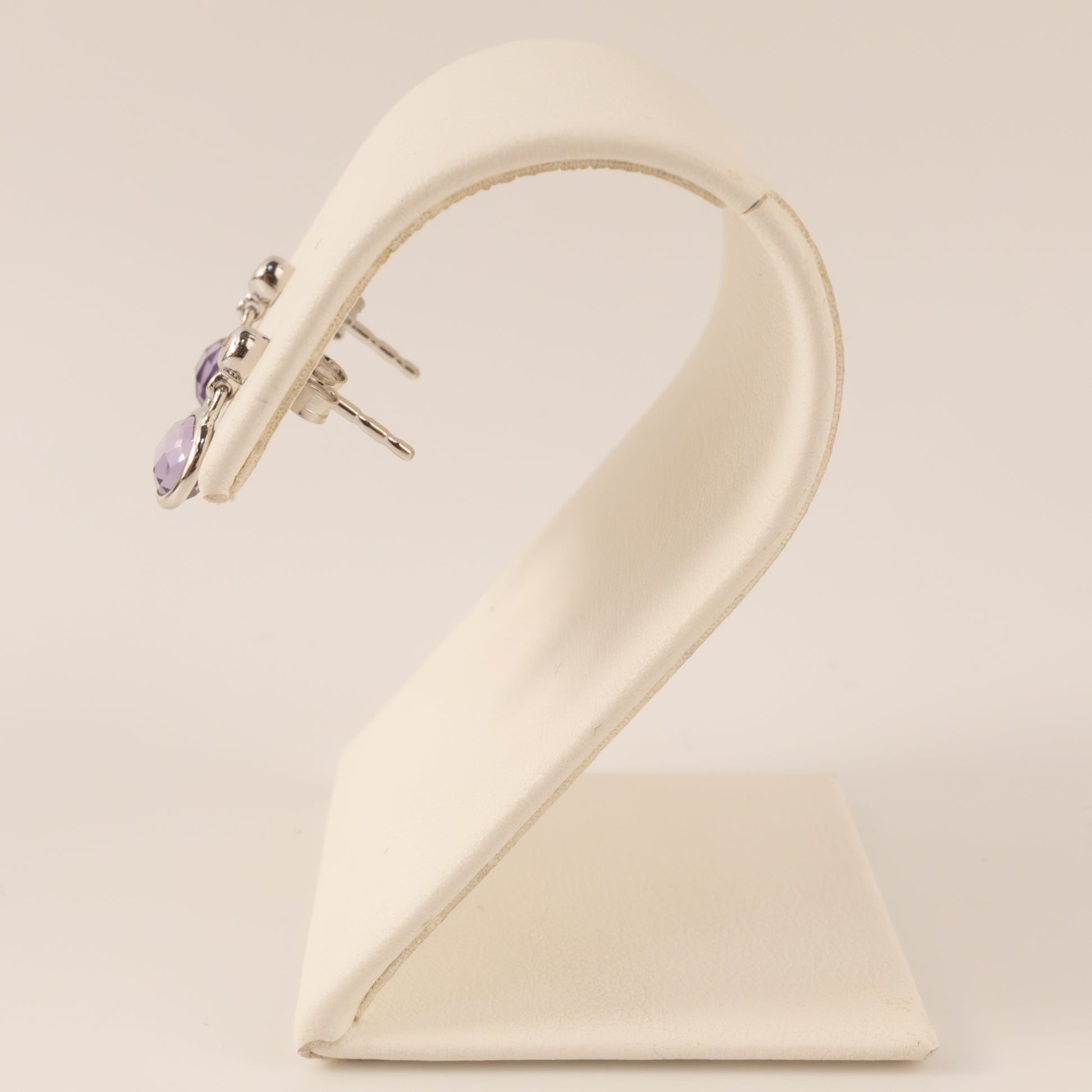 Sterling Silver Amethyst and Diamond Drop Earrings