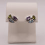 Sterling Silver Peridot, Blue Topaz, & Amethyst Stud Earrings