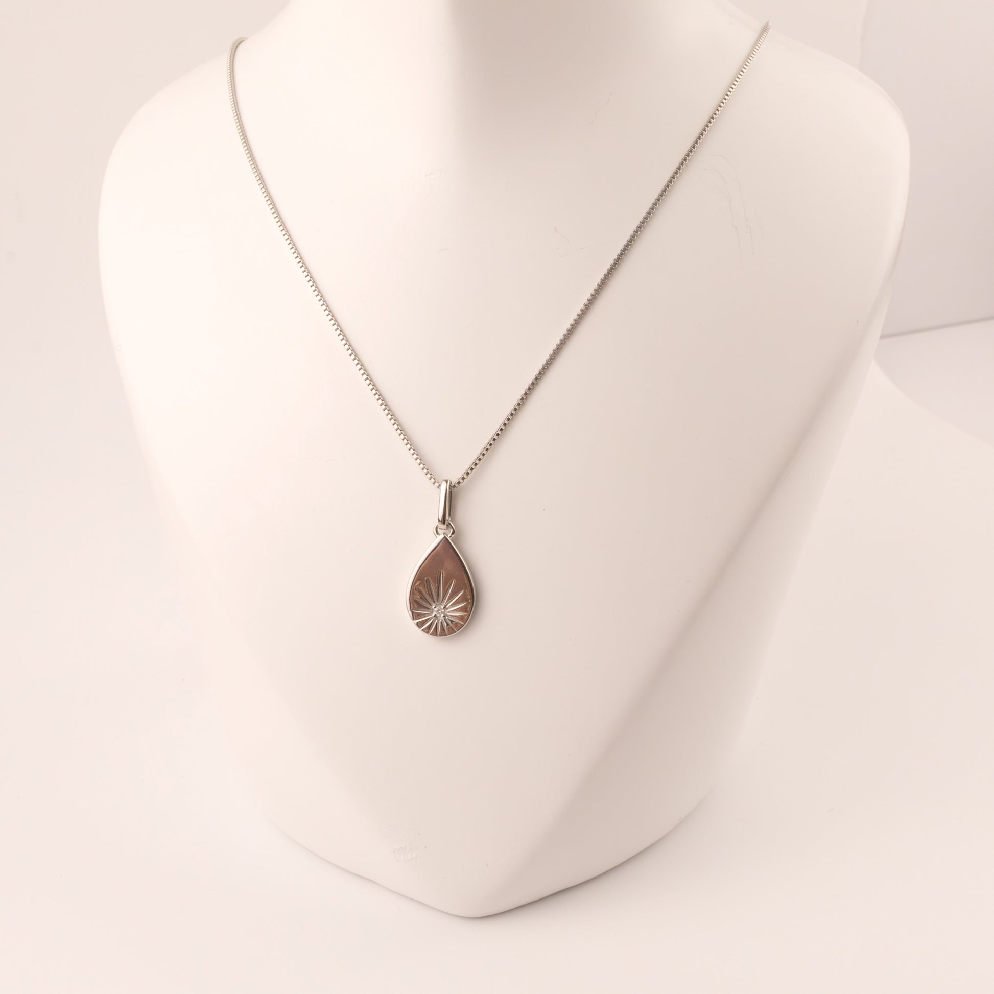 Sterling Silver Diamond Tear Drop Necklace