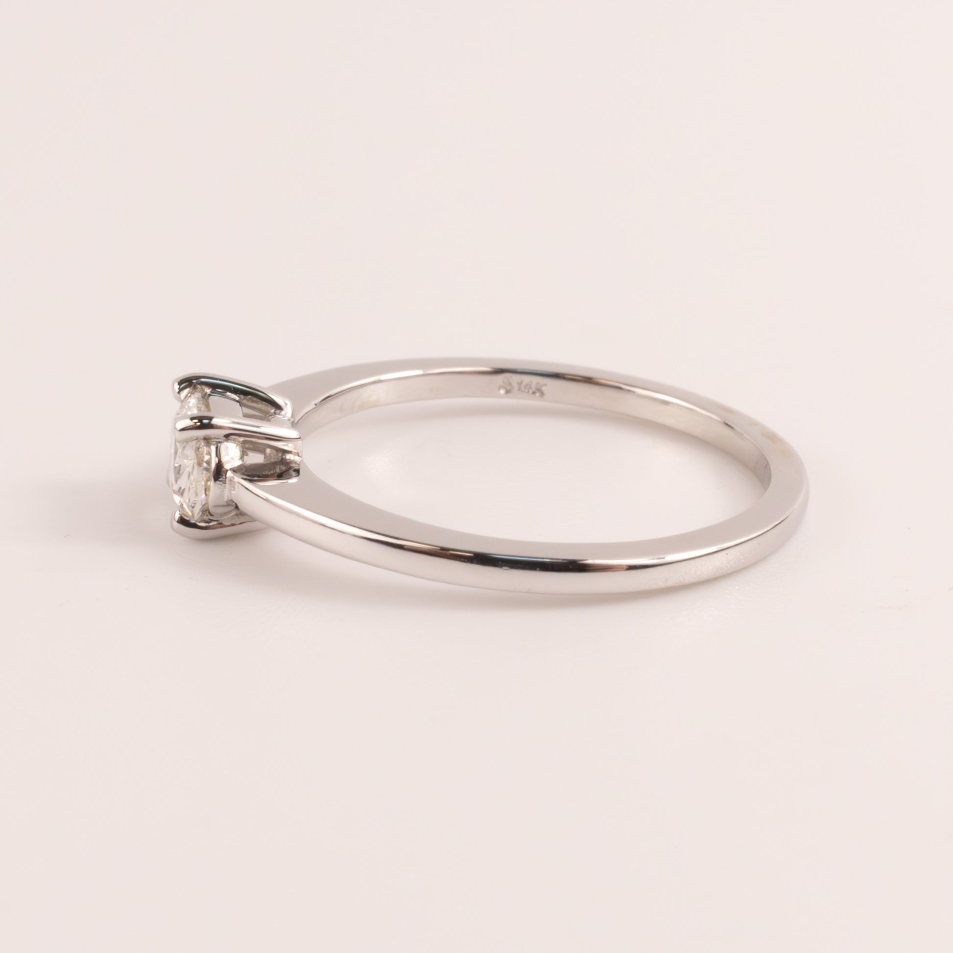 14KWG Oval Diamond 0.50ct East West Solitaire Engagement Ring