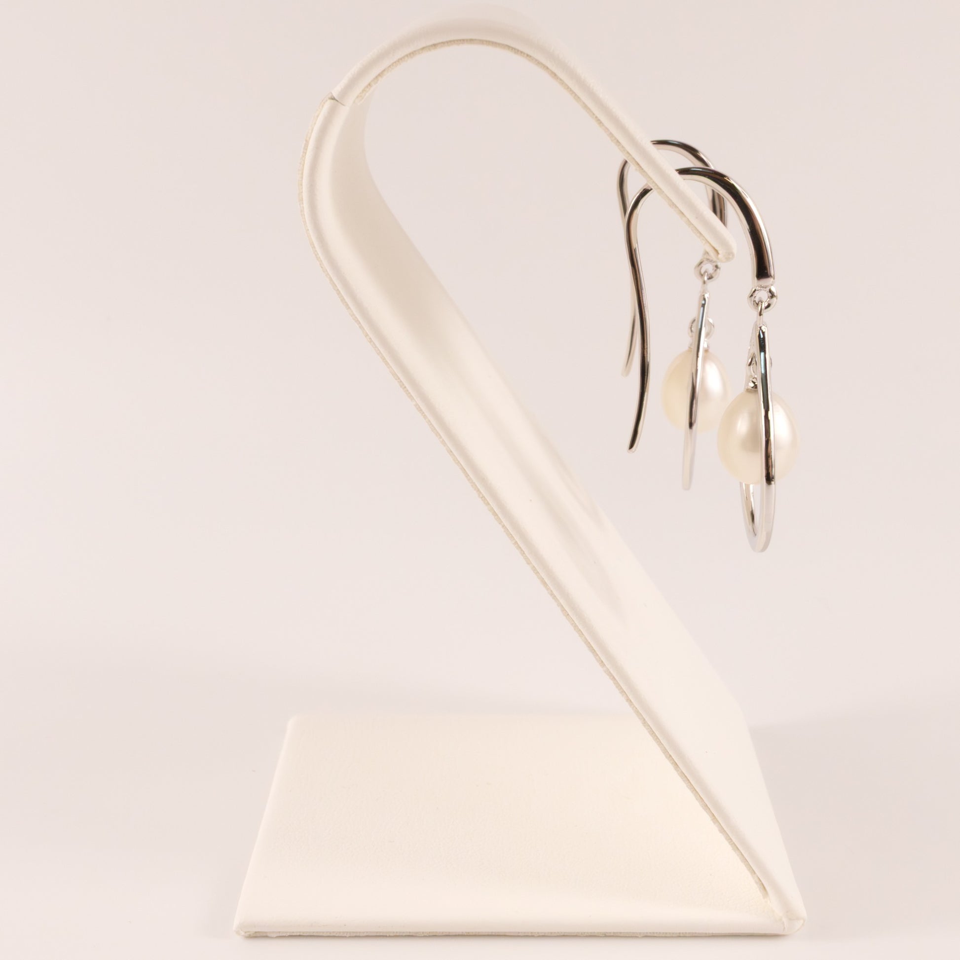 Sterling Silver Pearl Teardrop Frame Drop Dangle Earrings