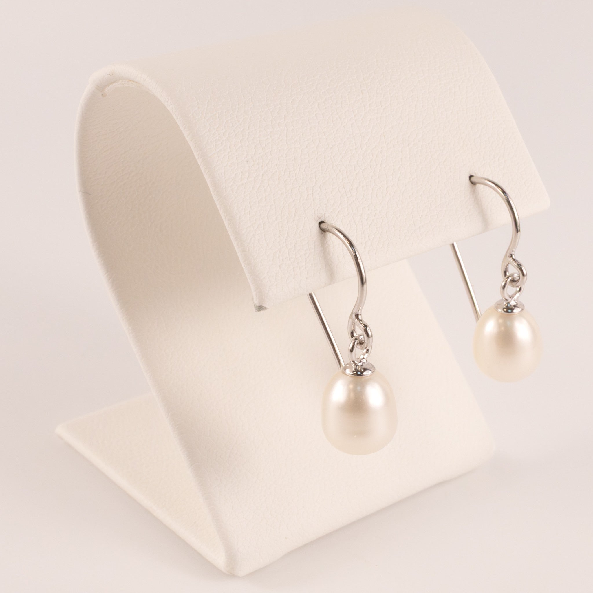 Sterling Silver 8mm Pearl Drop Dangle Earrings