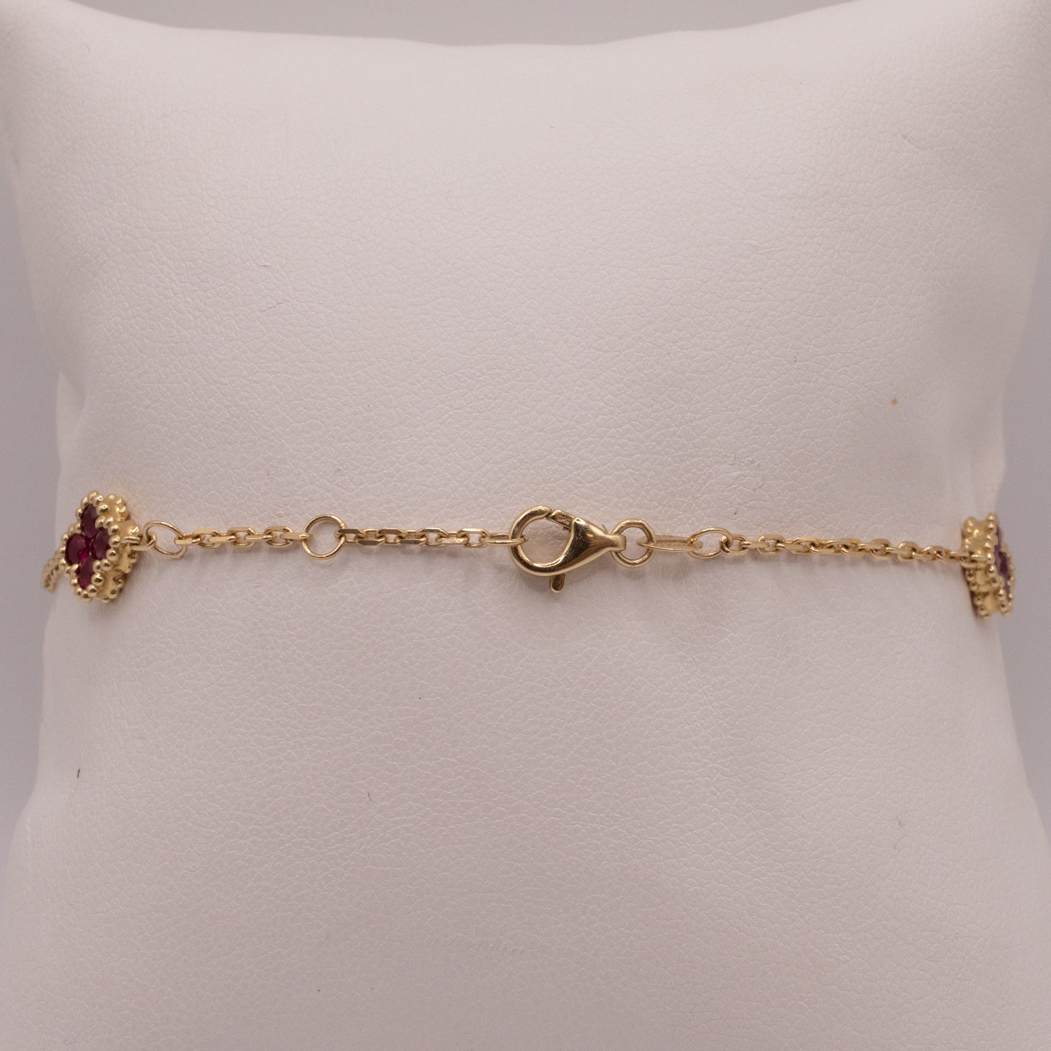 14KYG Ruby Clover Station Bracelet