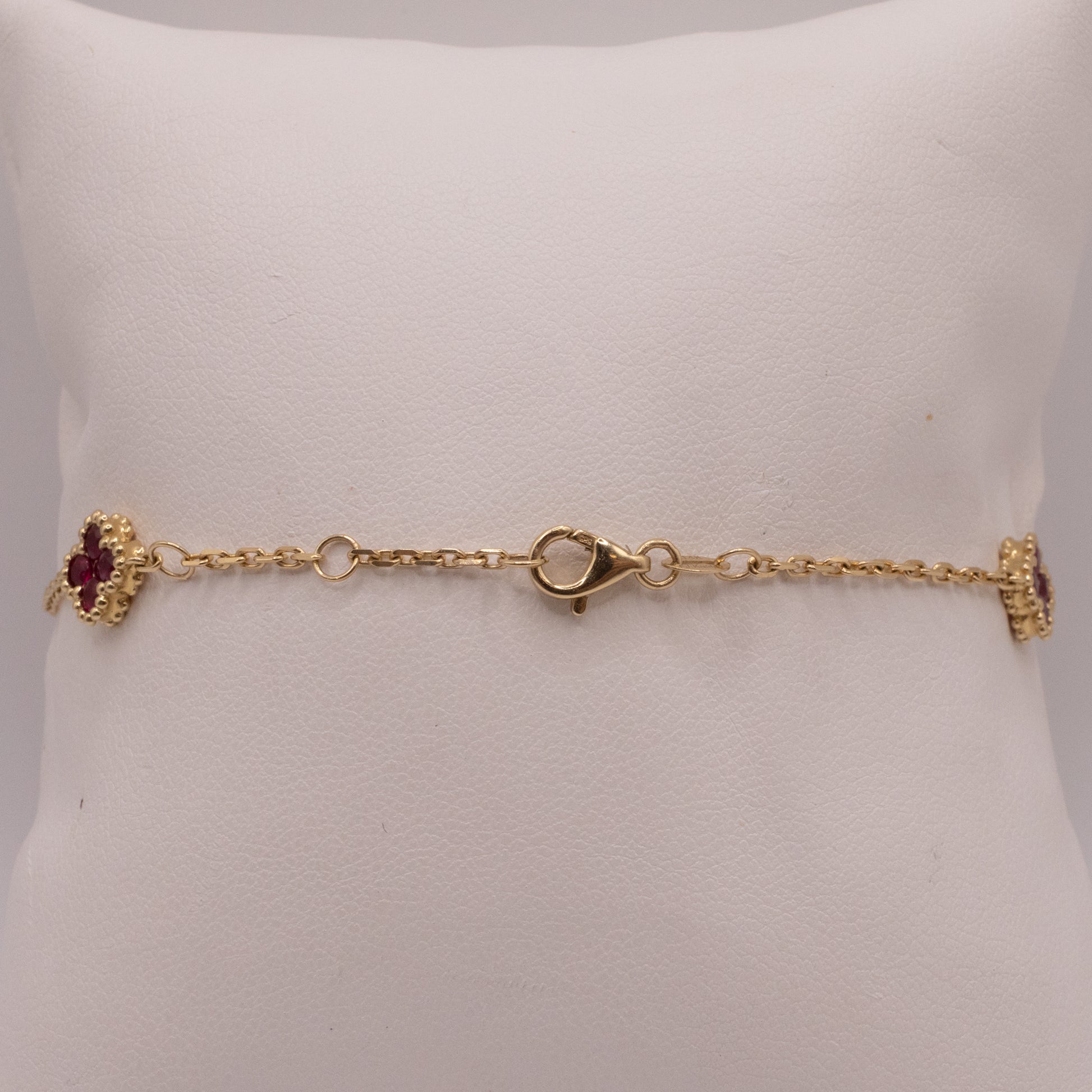 14KYG Ruby Clover Station Bracelet