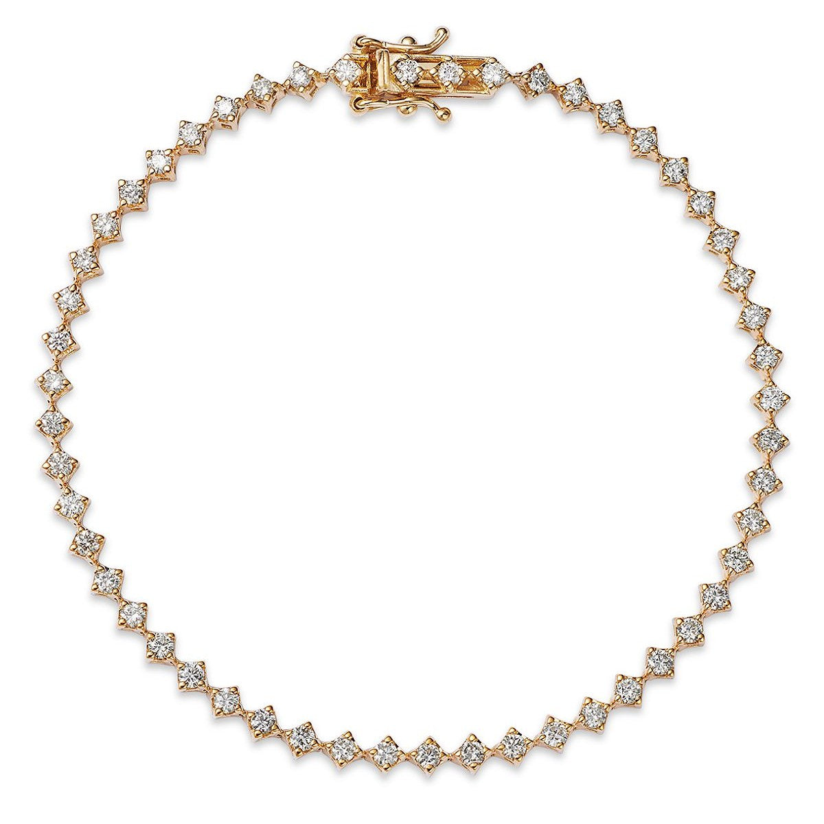 14KYG Diamond Square Pointed Tennis Bracelet