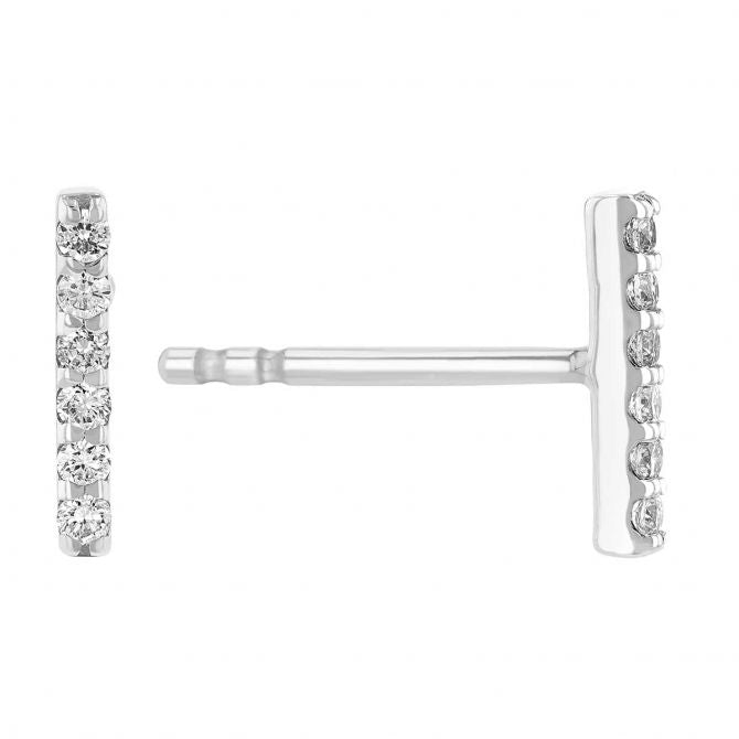 14KWG Diamond Bar Stud Earrings