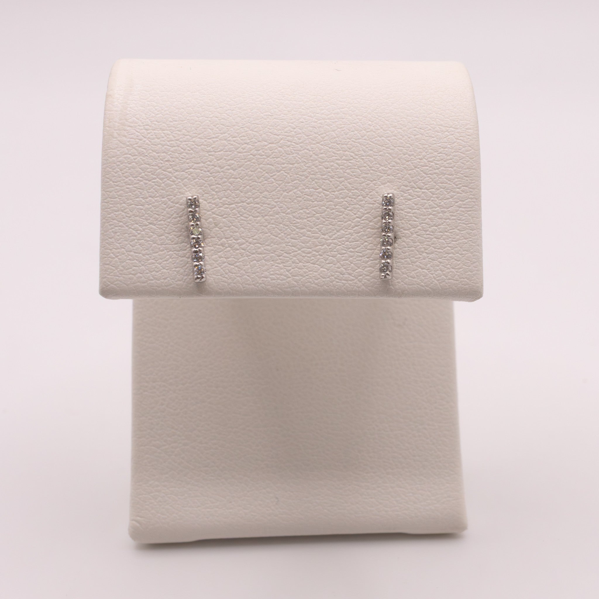 14KWG Diamond Bar Stud Earrings