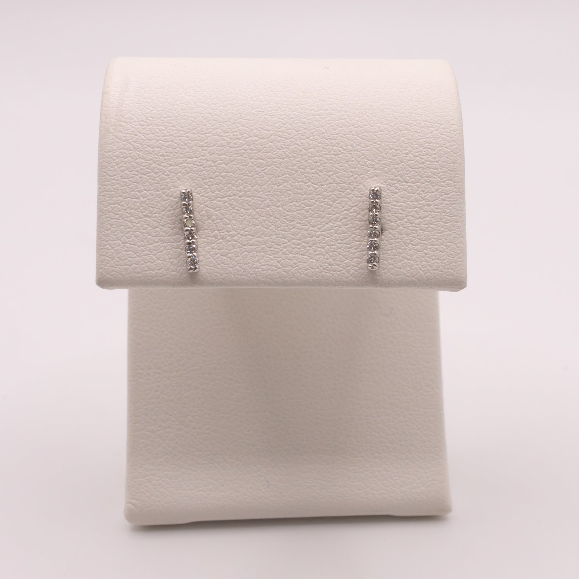 14KWG Diamond Bar Stud Earrings