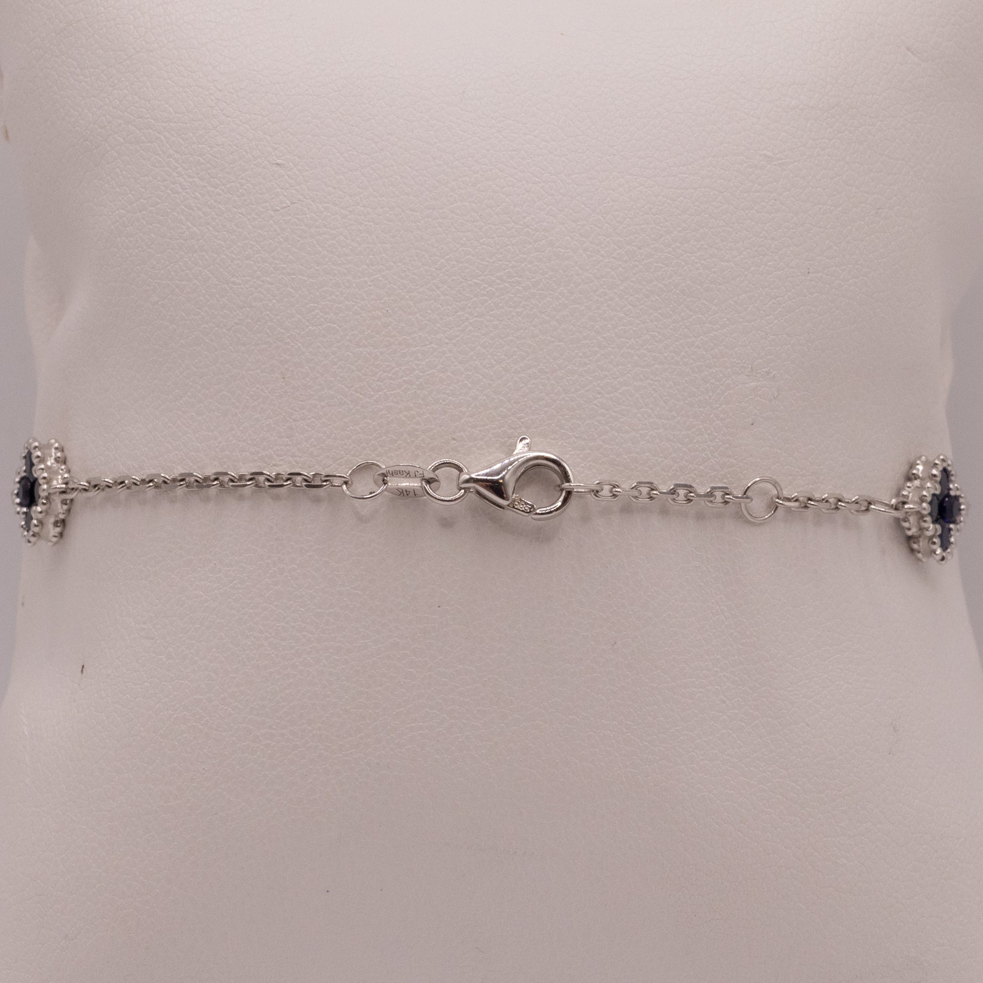 14KWG Sapphire Clover Sation Bracelet