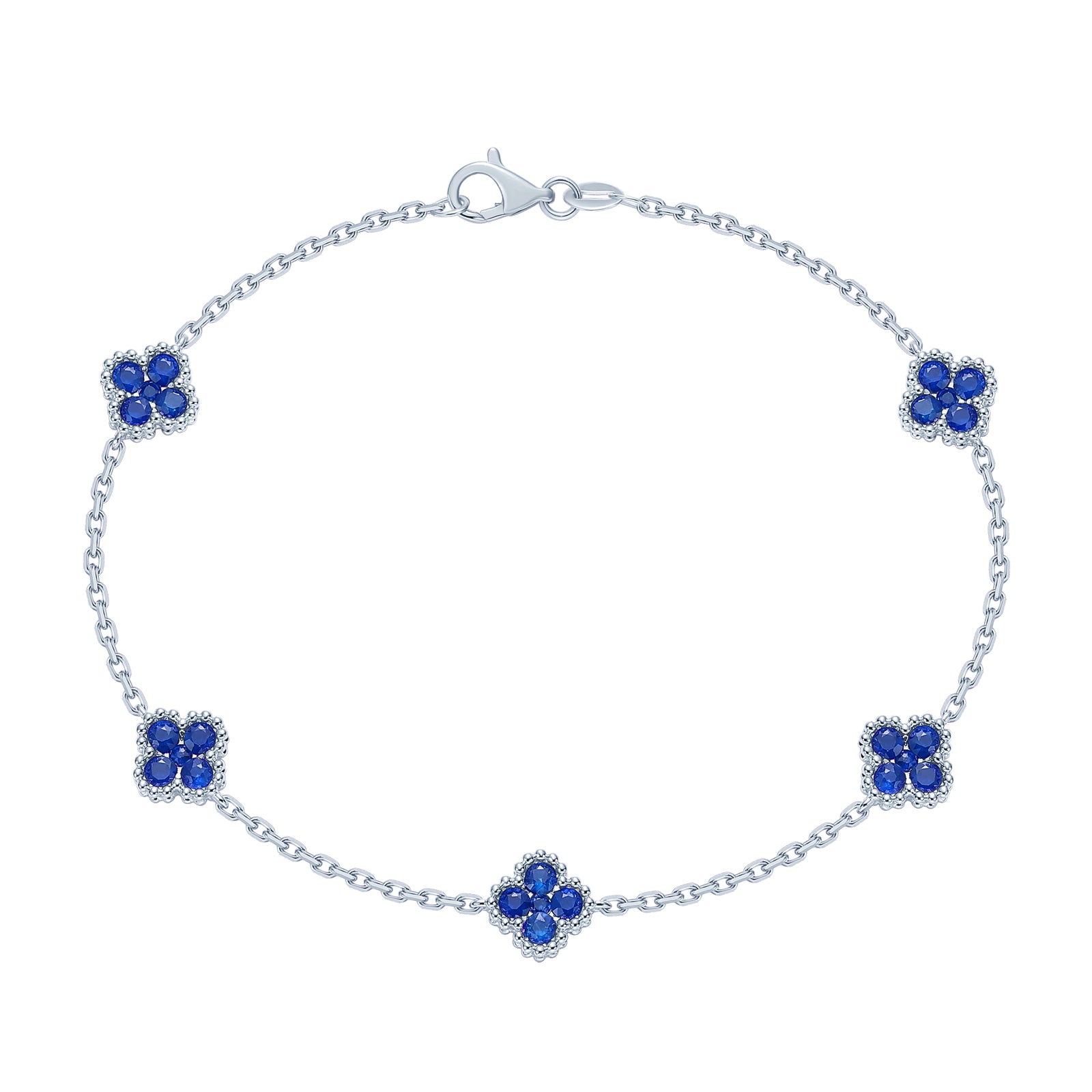 14KWG Sapphire Clover Sation Bracelet