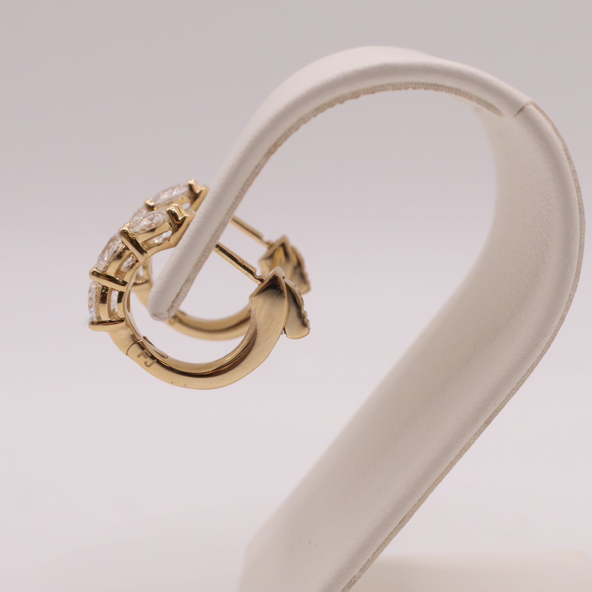 14KYG Diamond 3-Stone Huggie Hoop Earrings