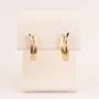 14K Two-Tone Diamond V-Cut Huggie Hoop Earrings