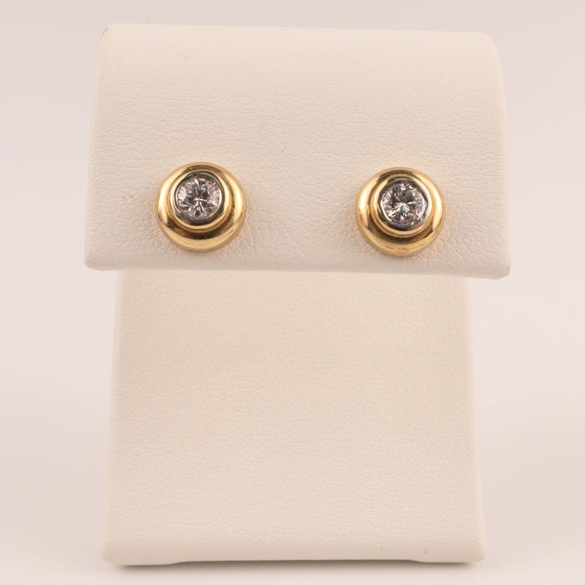 14KYG Diamond 0.40cttw Bezel Set Stud Earrings