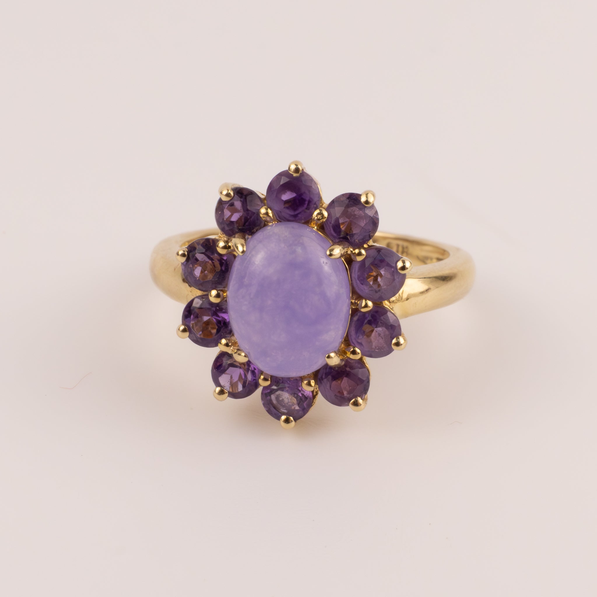 14KYG Jade and Amethyst Ring