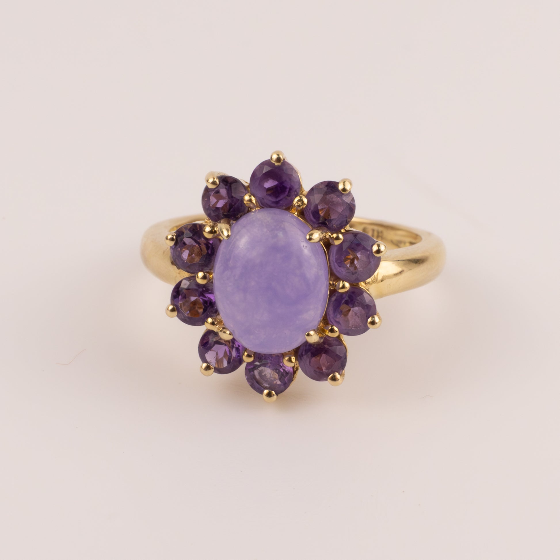 14KYG Jade and Amethyst Ring