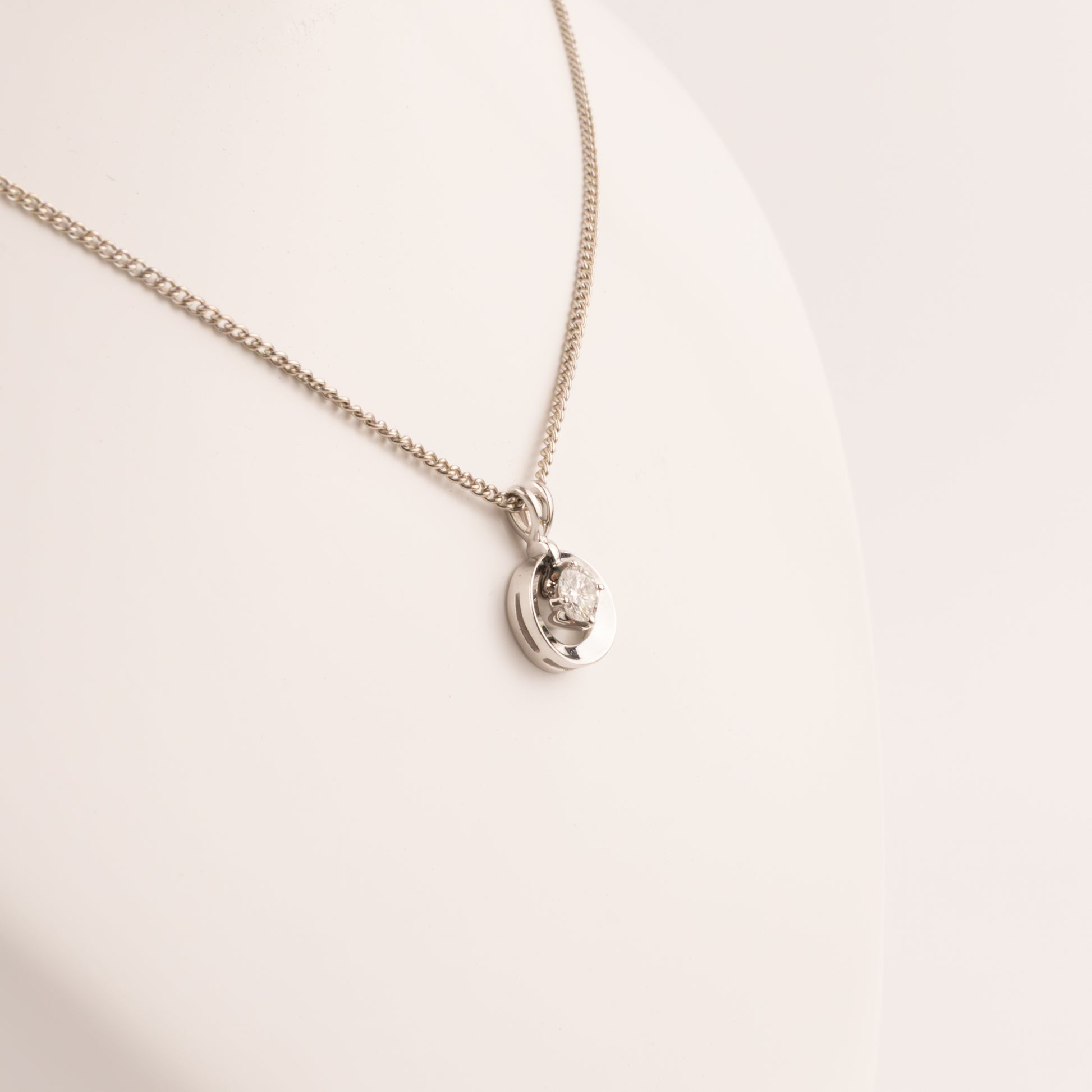 14KWG Diamond 0.20ct Floating Circle Necklace