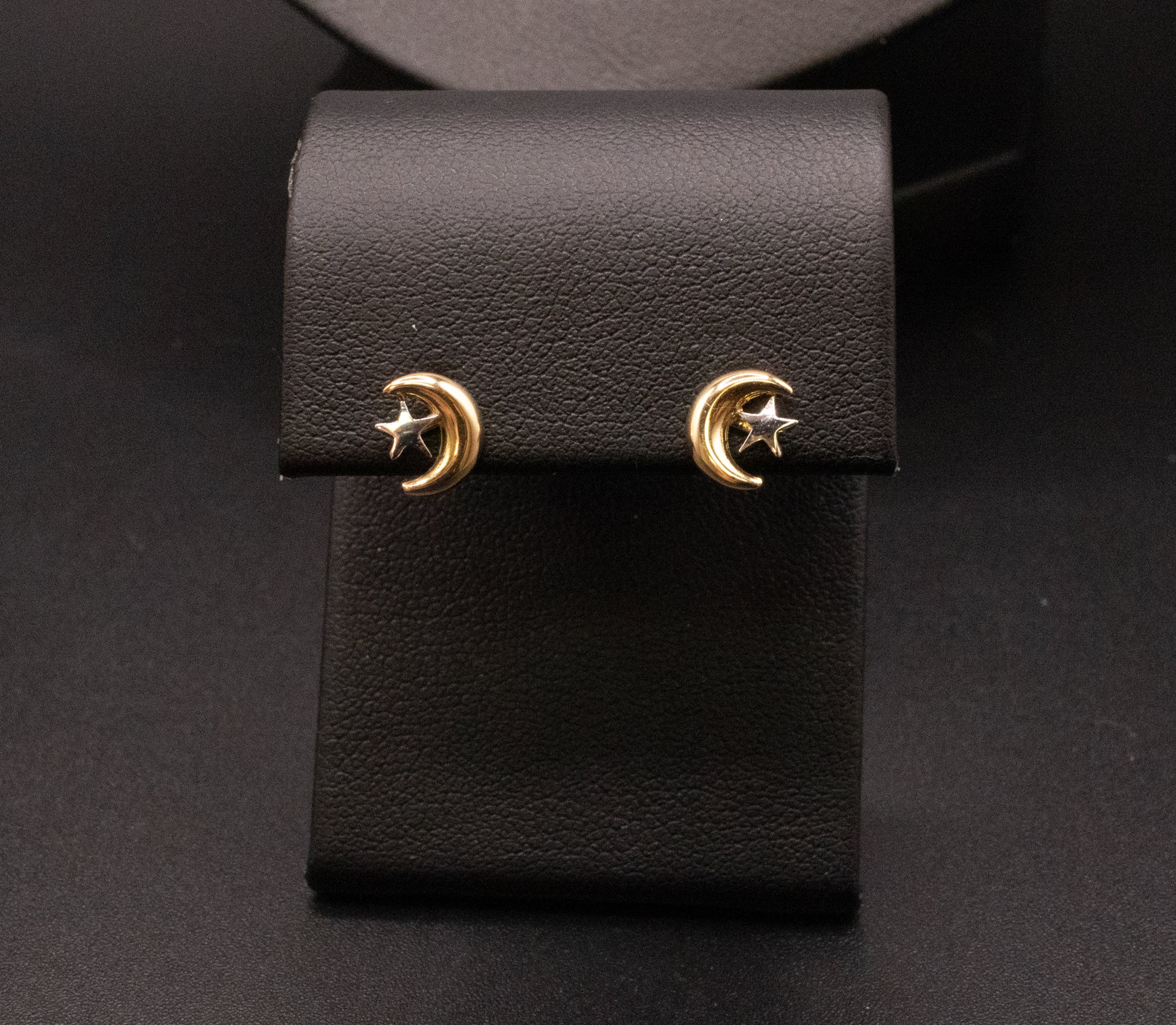 14K Two-Tone Moon and Star Stud Earrings