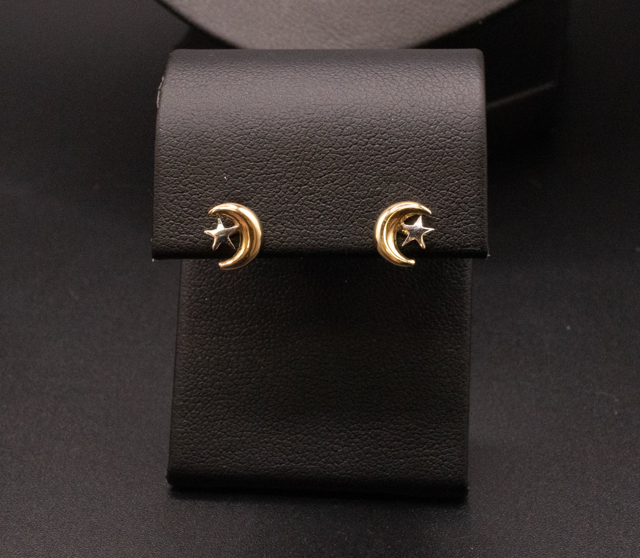 14K Two-Tone Mooon and Star Stud Earrings