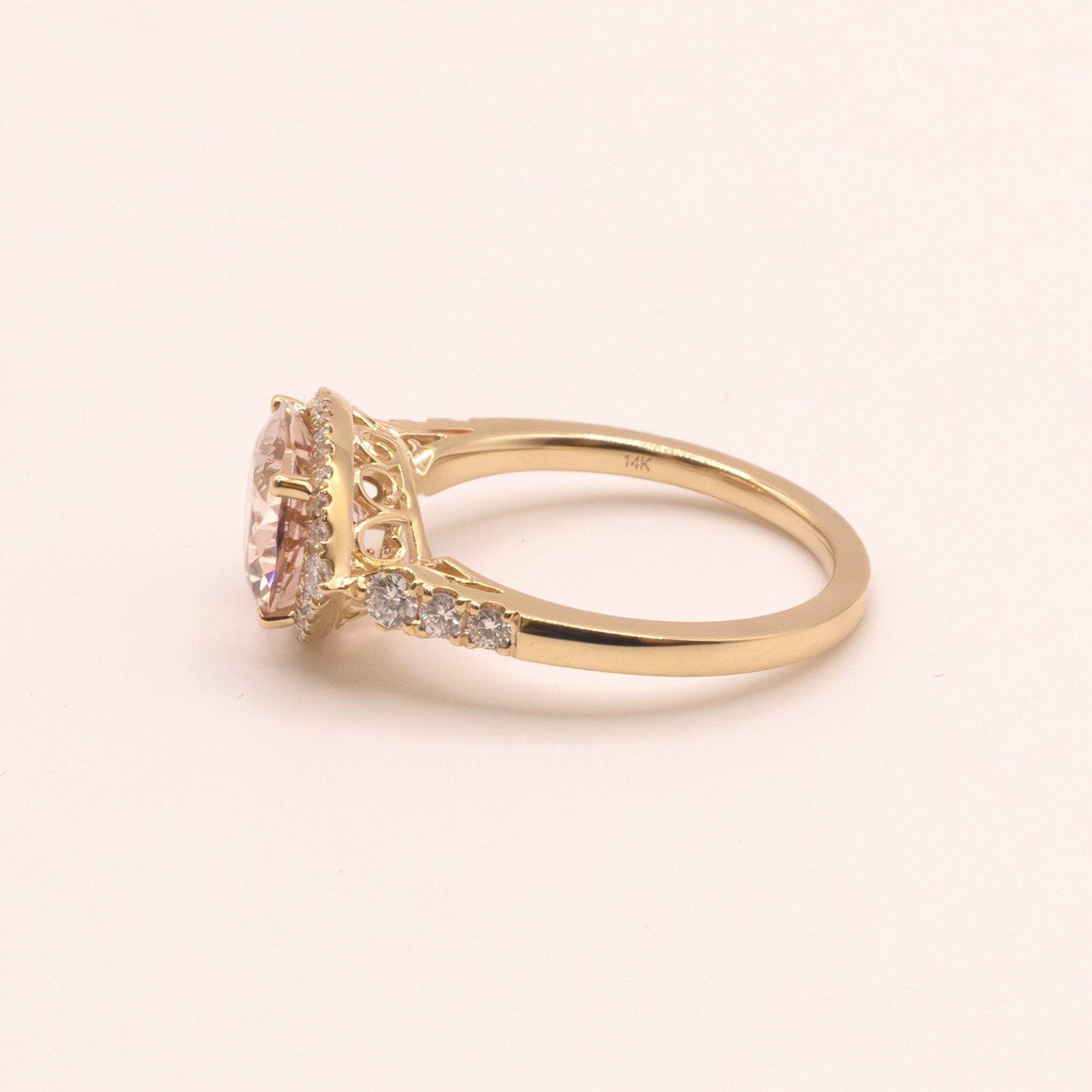 14KYG Morganite and Diamond Ring