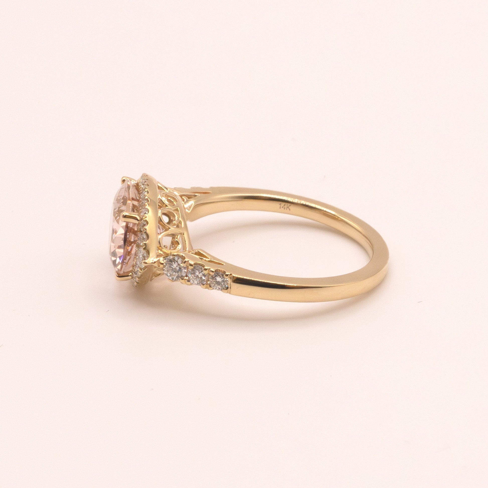 14KYG Morganite and Diamond Ring