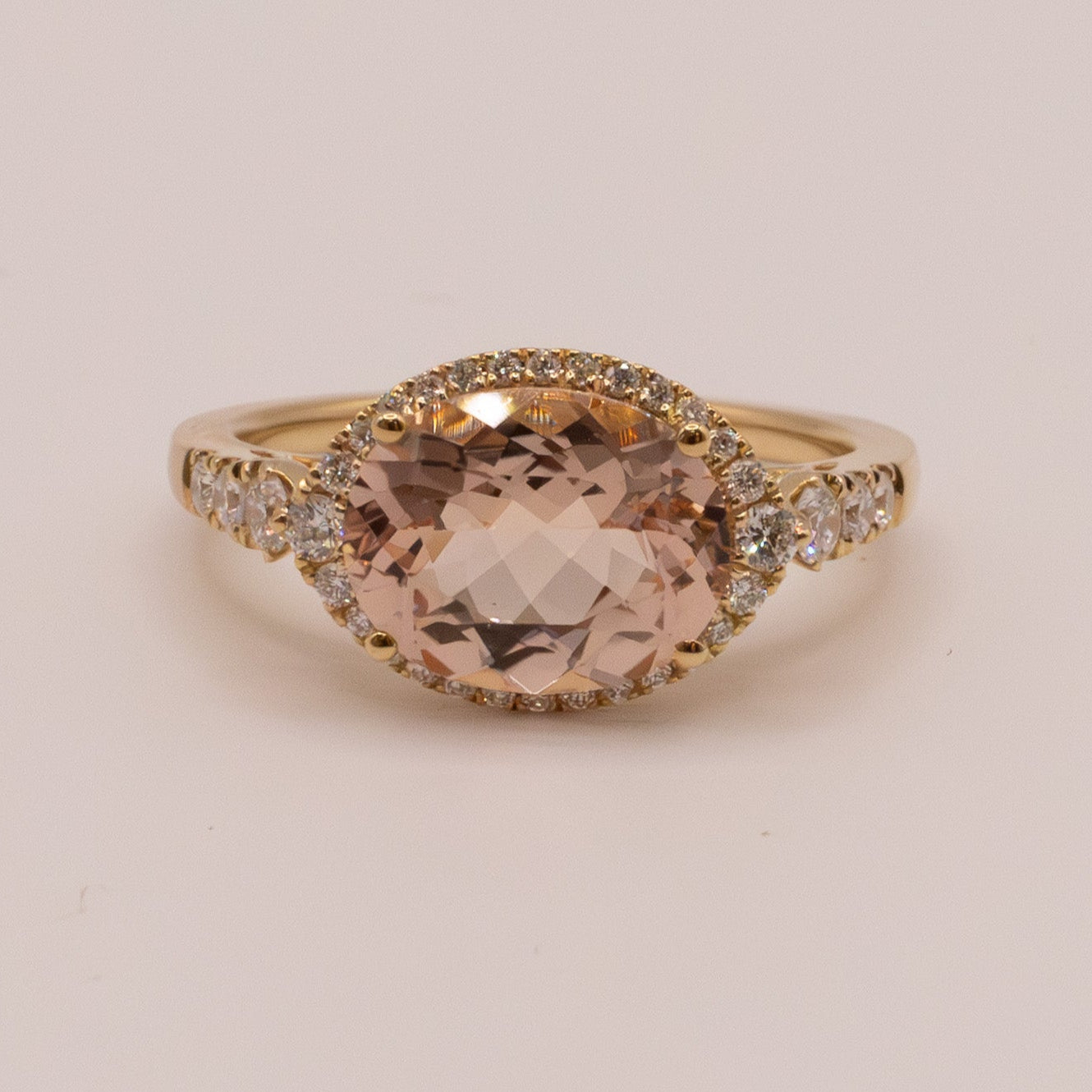 14KYG Morganite and Diamond Ring