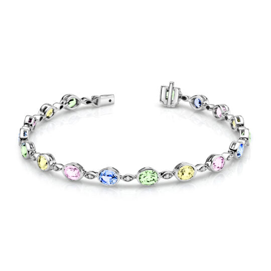 14KWG Multicolor Sapphire and Diamond Alternating Bracelet