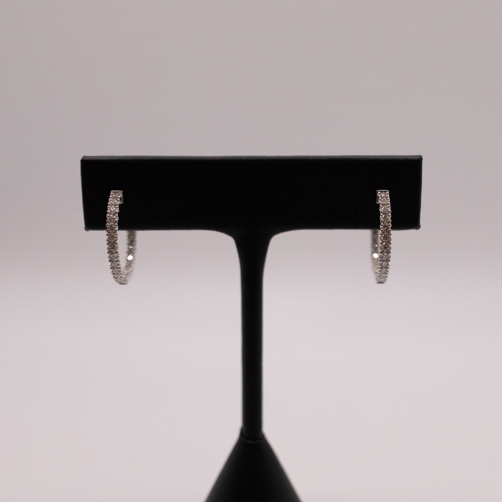 14KWG Diamond 0.70ctw In-and-Out Hoop Earrings