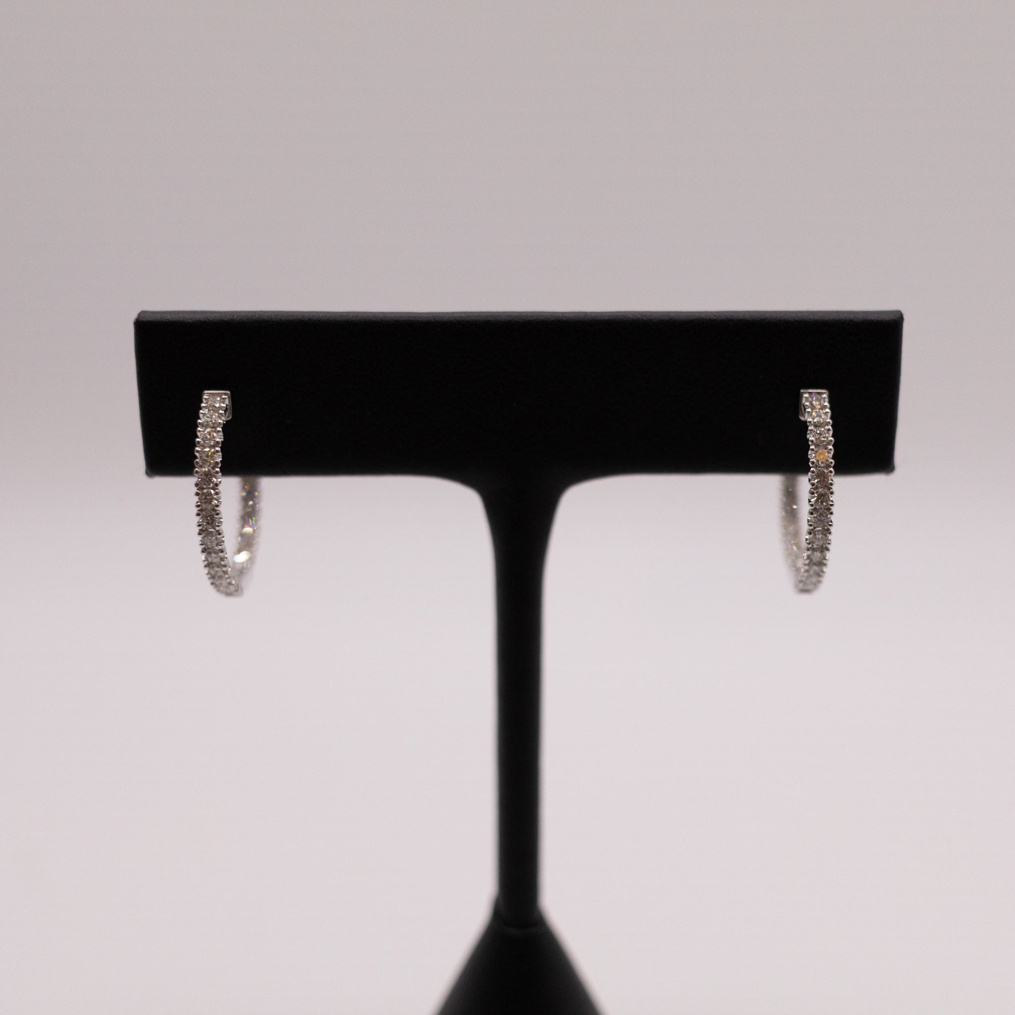 14KWG Diamond In-and-Out Hoop Earrings