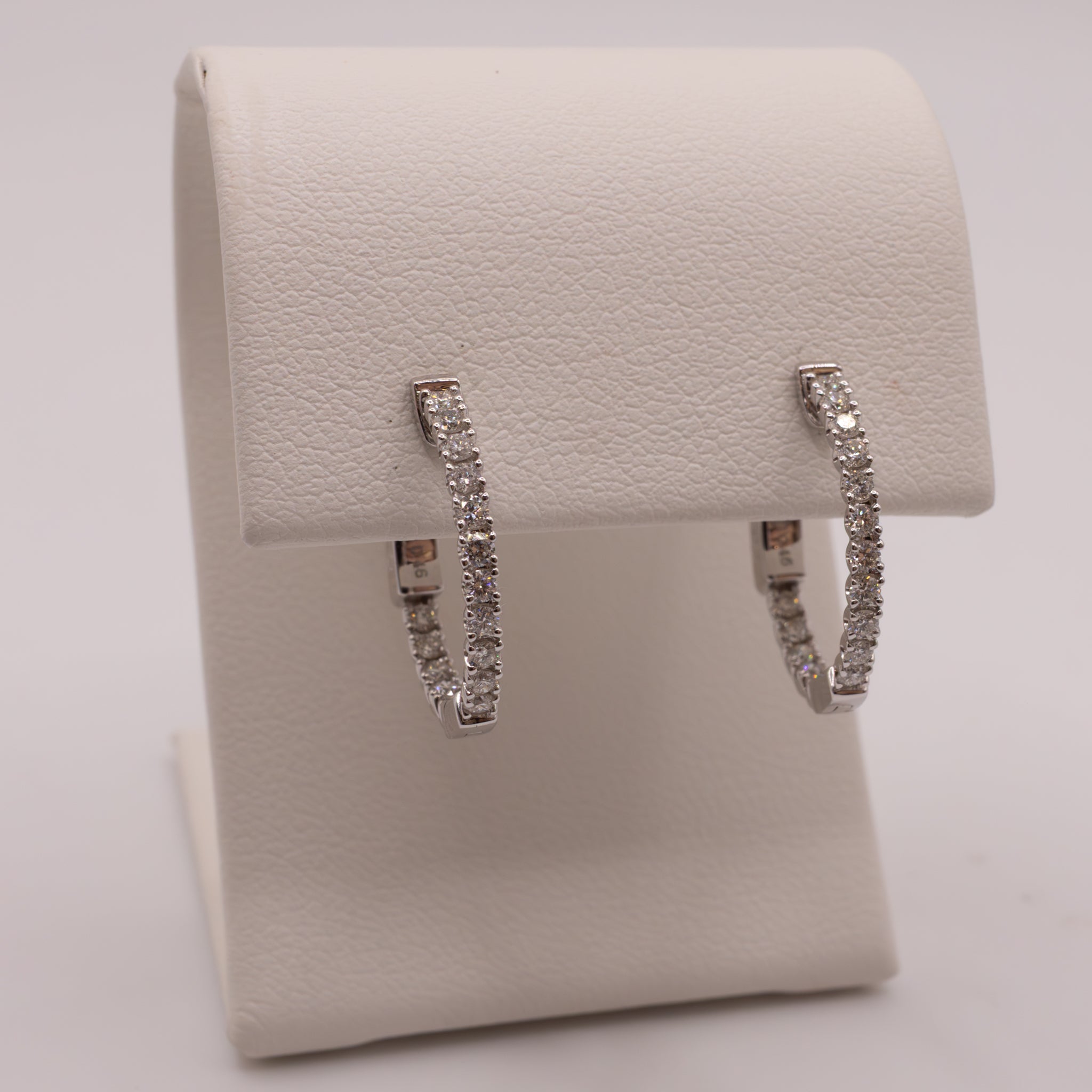 14KWG Diamond In-and-Out Hoop Earrings