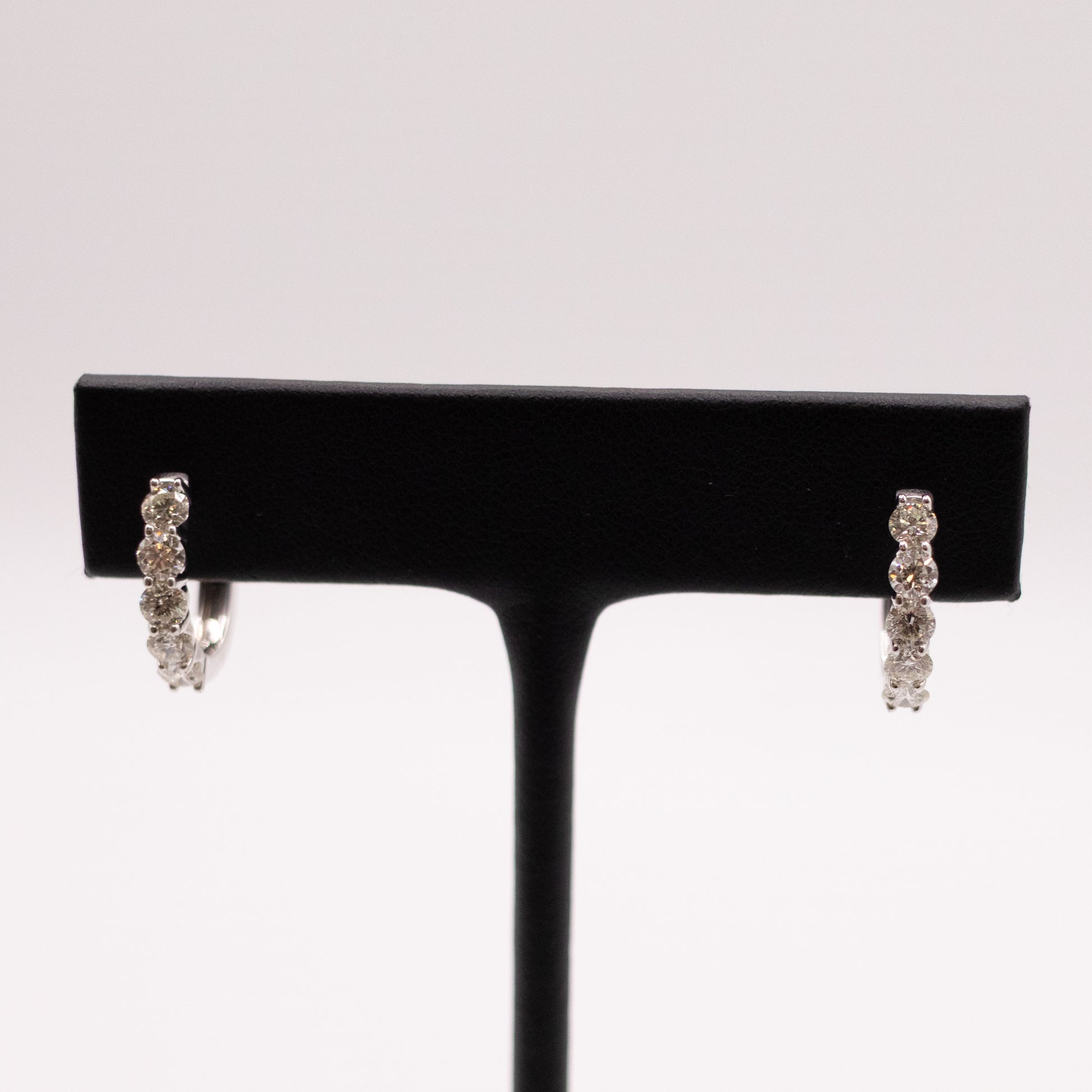 14KWG Diamond Shared Prong Hoop Earrings