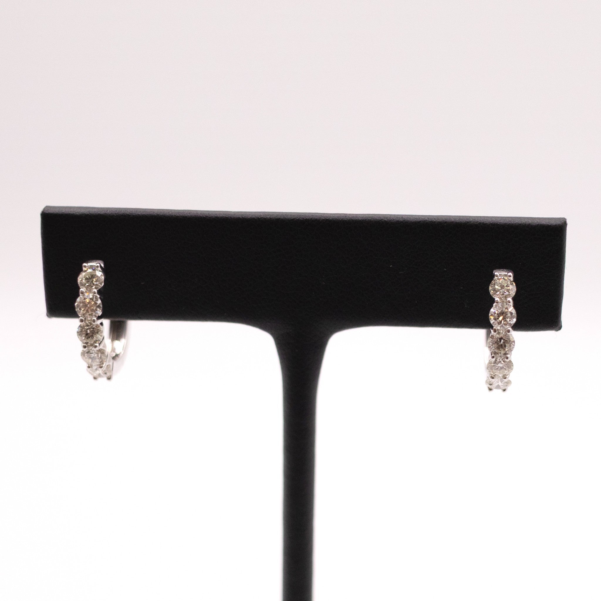 14KWG Diamond Shared Prong Hoop Earrings