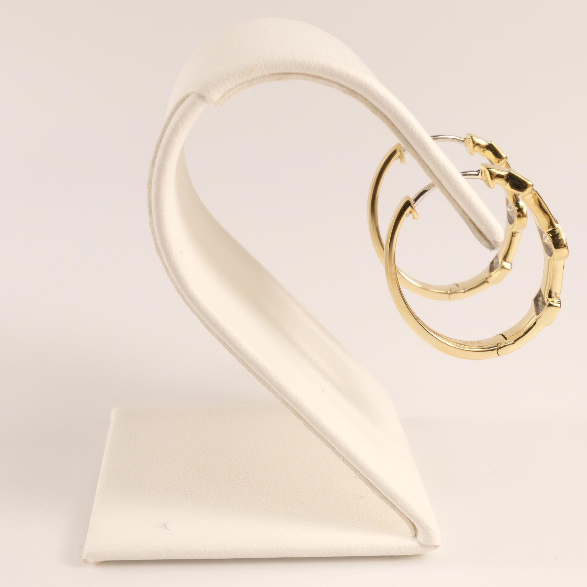 14KYG Diamond Oval and Baguette Flush set Hoop Earrings
