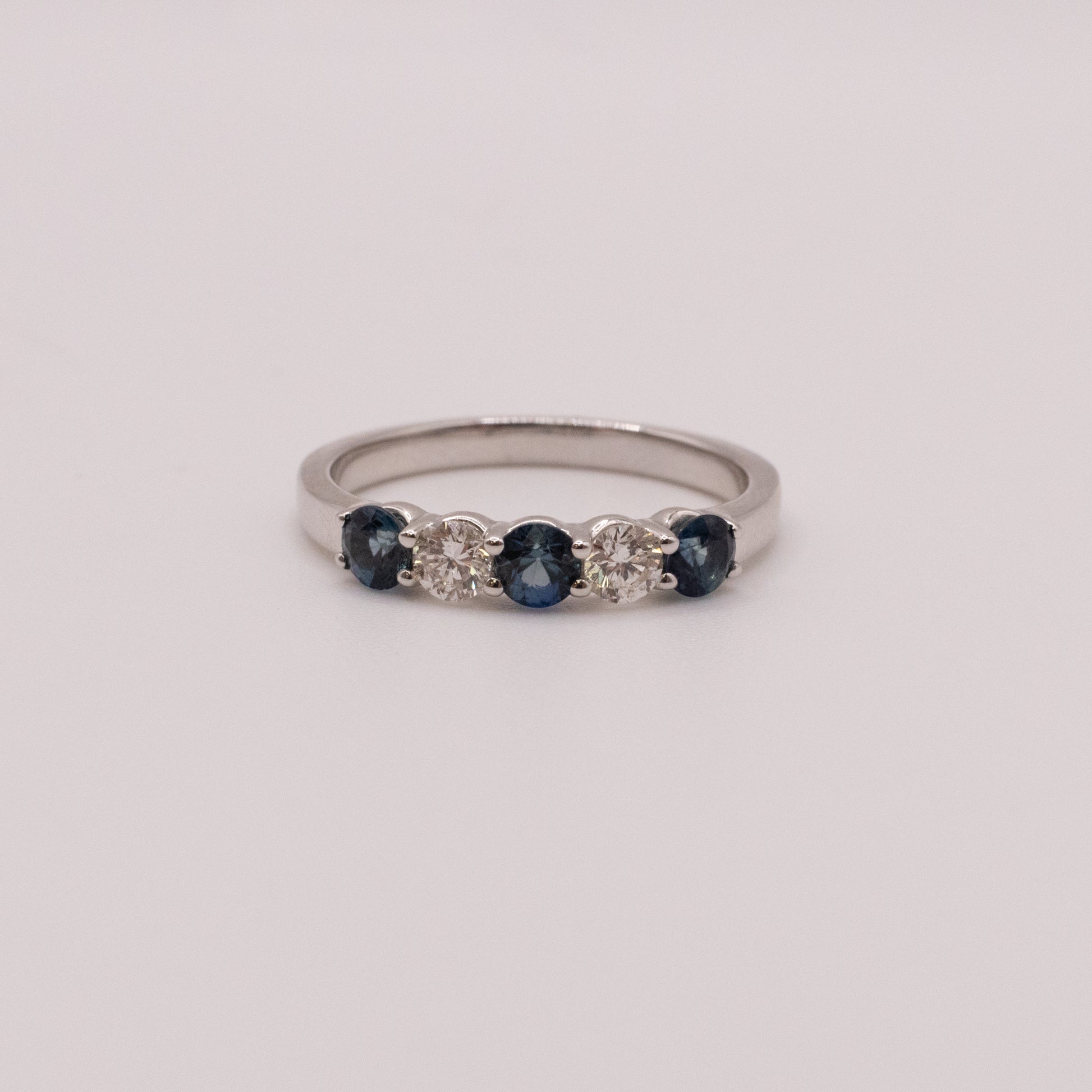 14KWG Sapphire and Diamond Alternating Band
