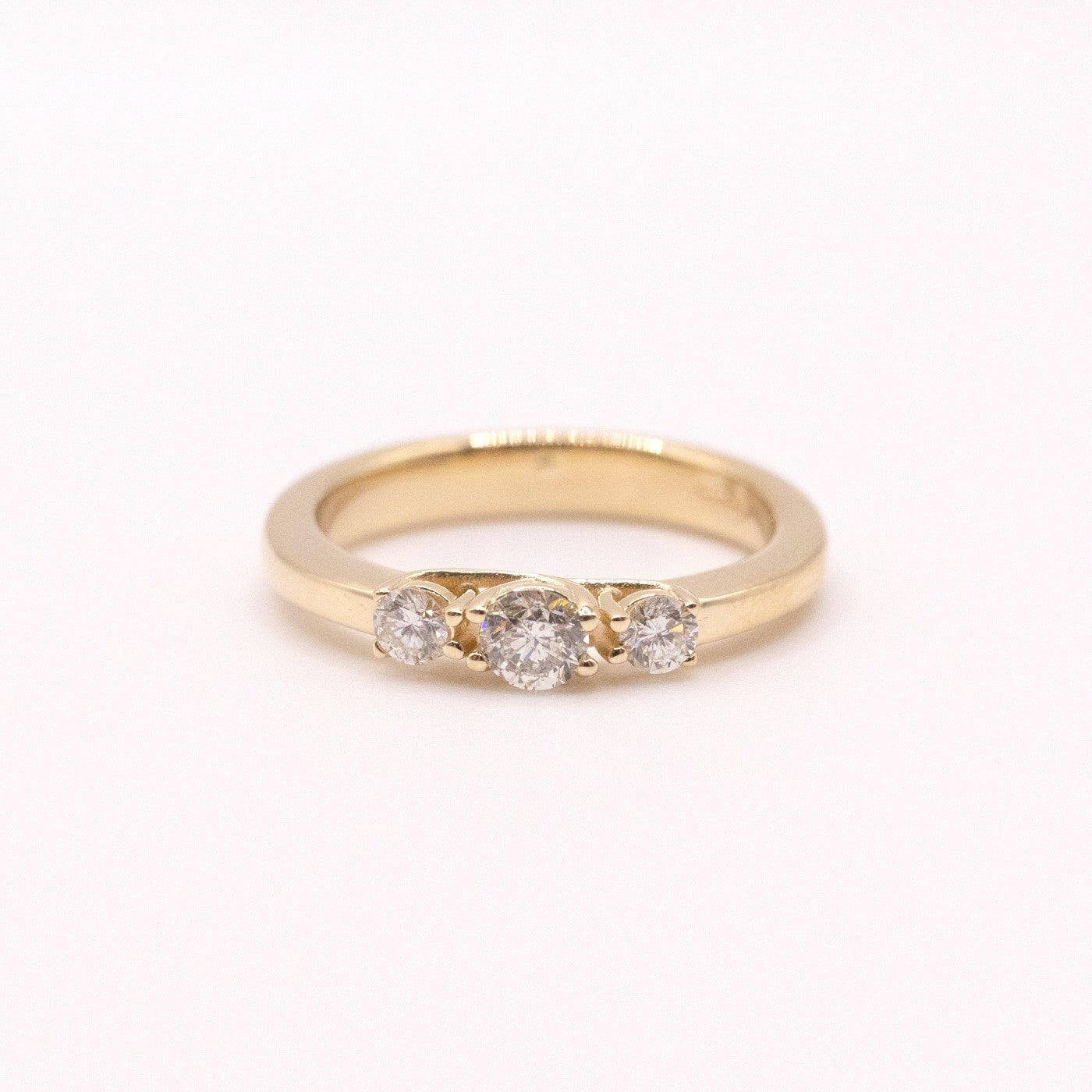 14YG Diamond 3-Stone Trellis Ring