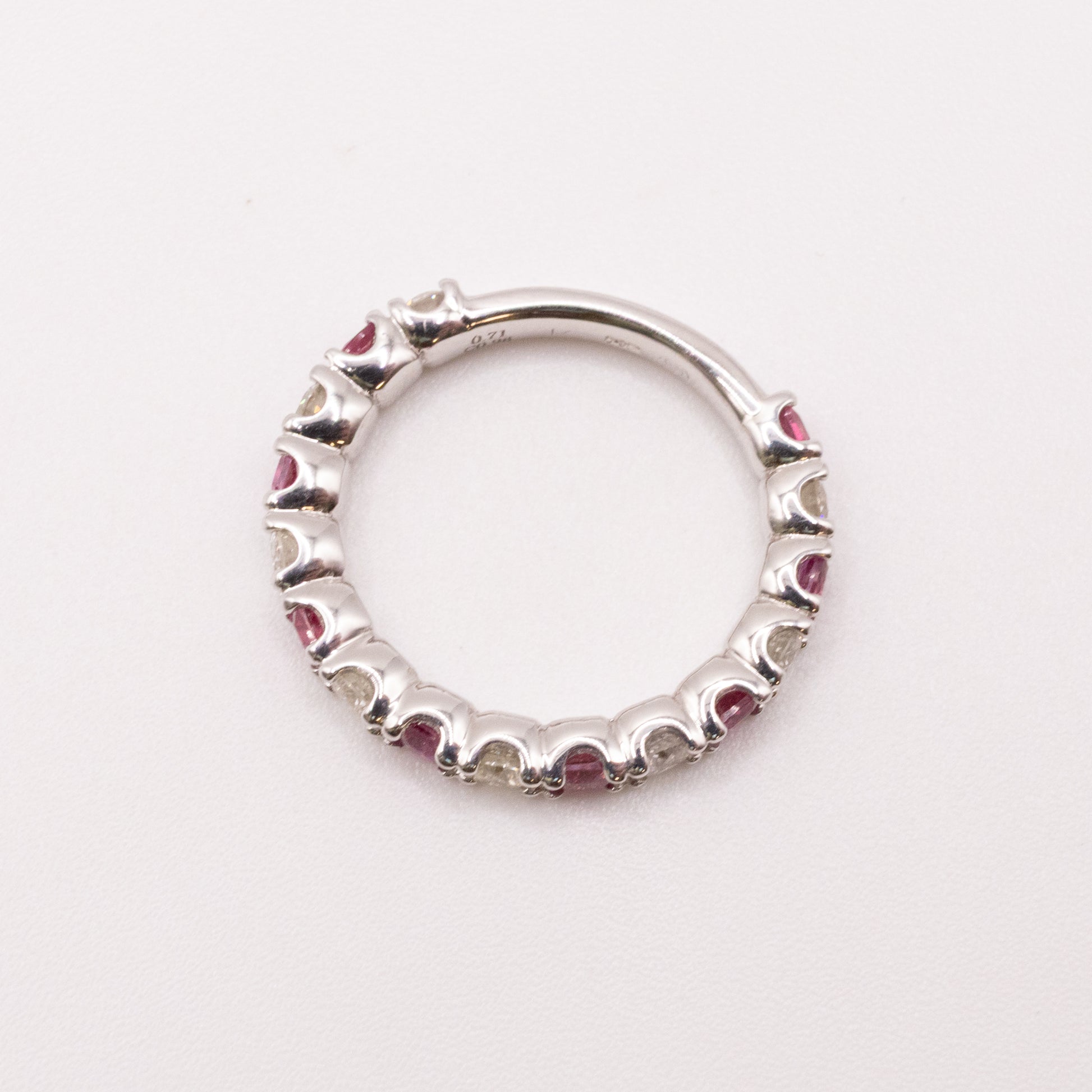 14KWG Pink Ruby and Diamond Alternating Ring