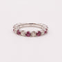 14KWG Pink Ruby and Diamond Alternating Ring