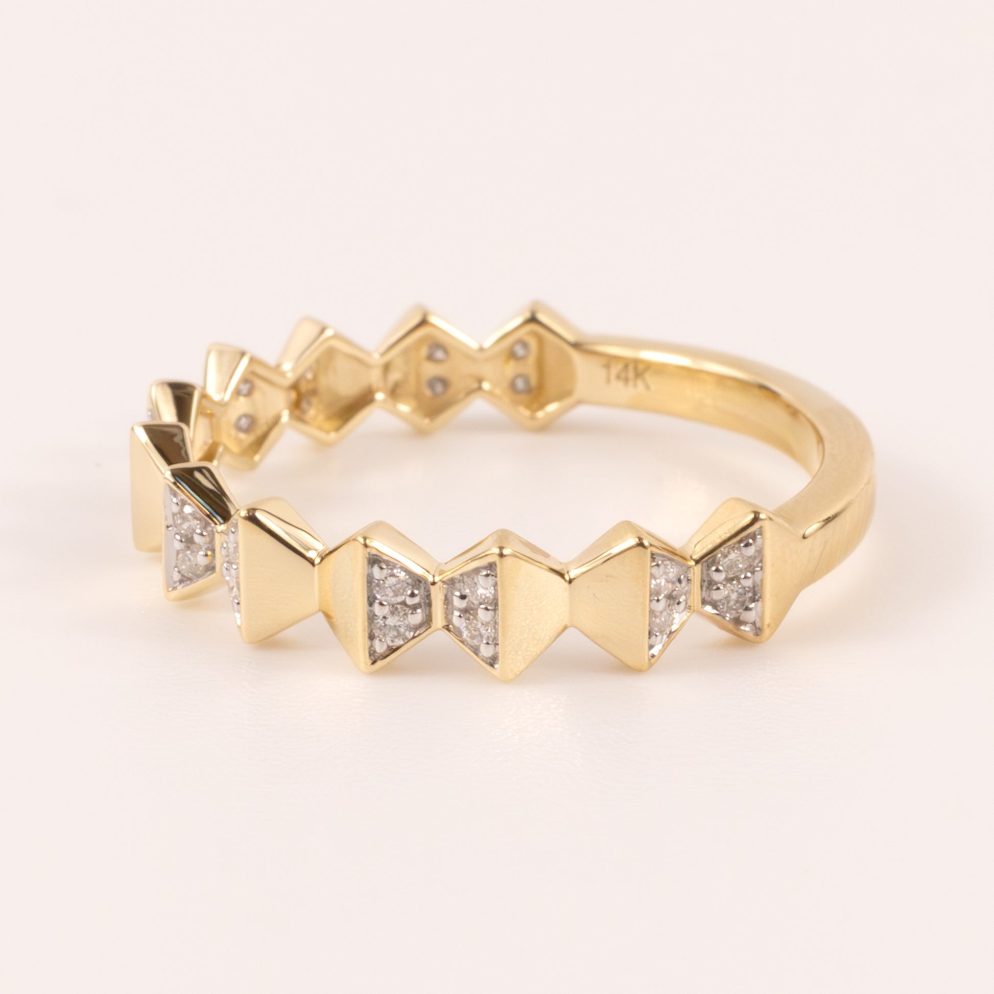 14K Two-Tone Diamond Geometric Band